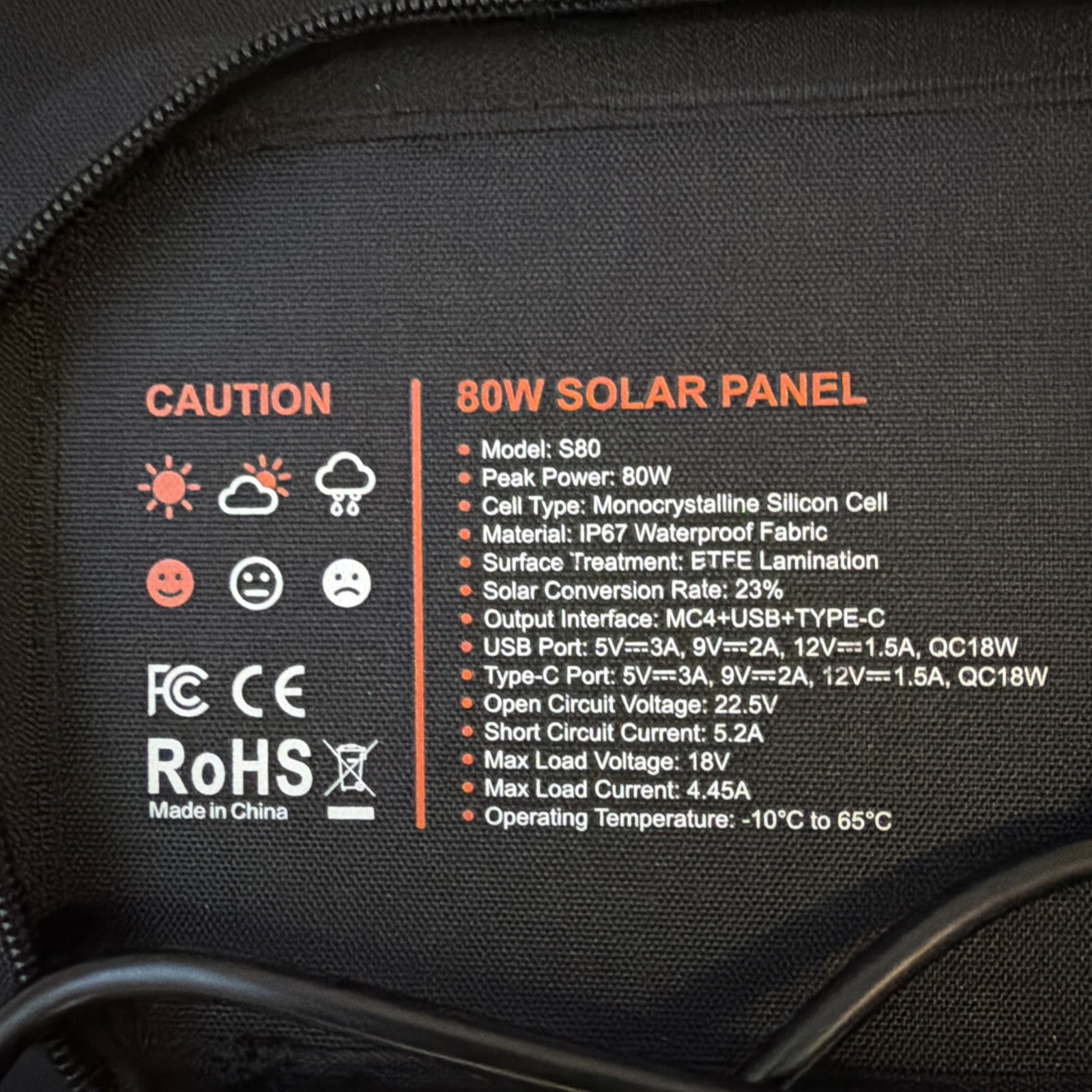 GRECELL 80W Portable Solar Panel Foldable Monocrystalline ETFE Waterproof S80