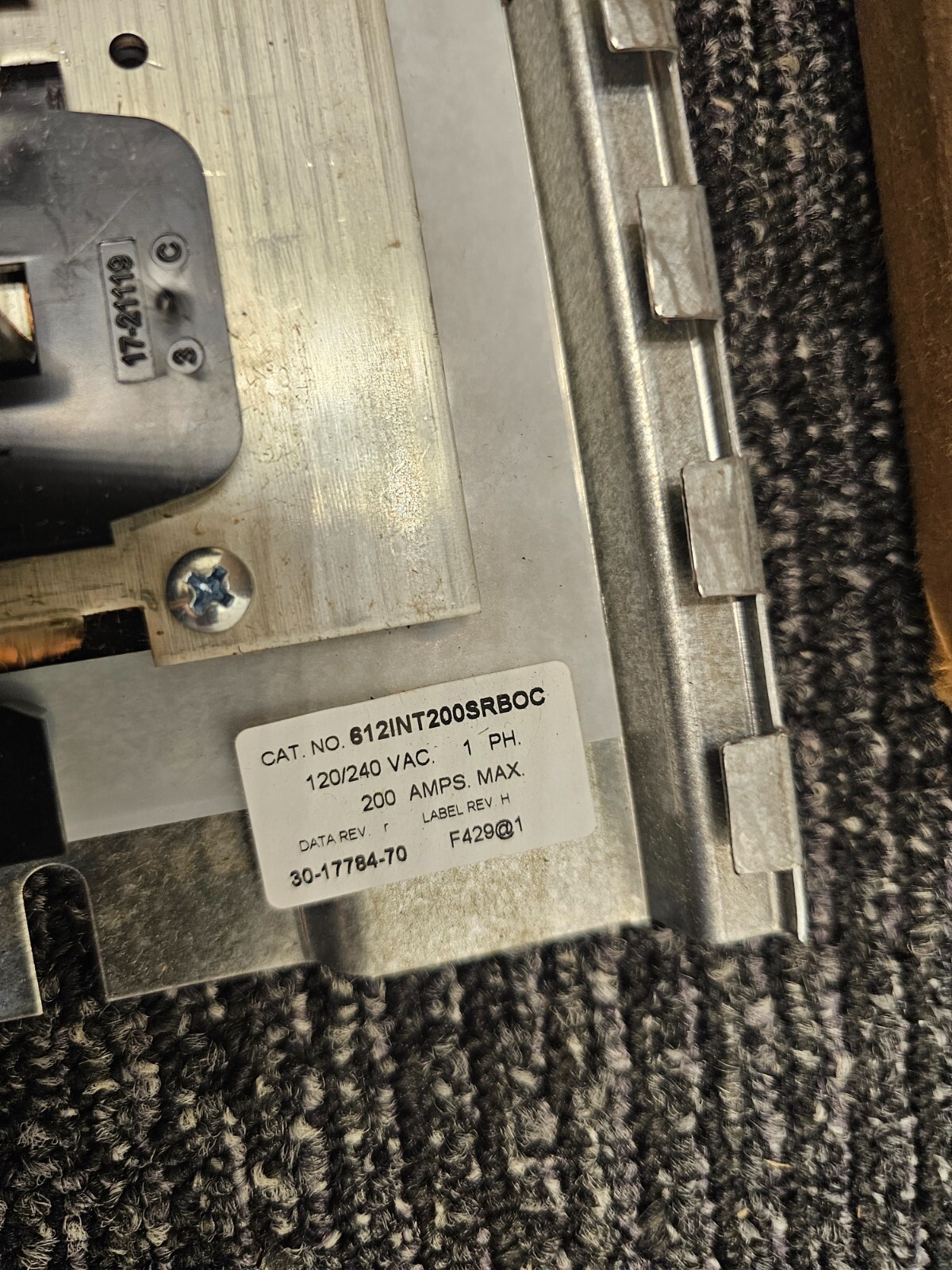 Internal Board 612INT200SRBOC 120/240VAC 1 PH 200 Amps Max Fits Eaton Gateway