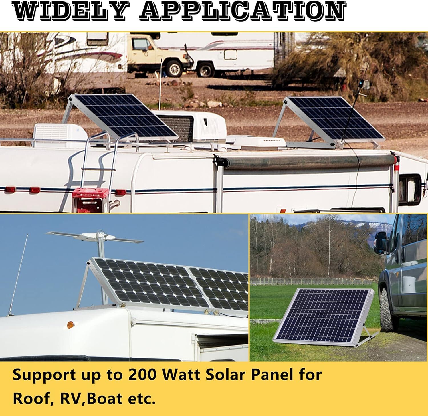 28″ Solar Panel RV Tilt Mount Brackets Ground Roof Flat Surface Adjustable Fram