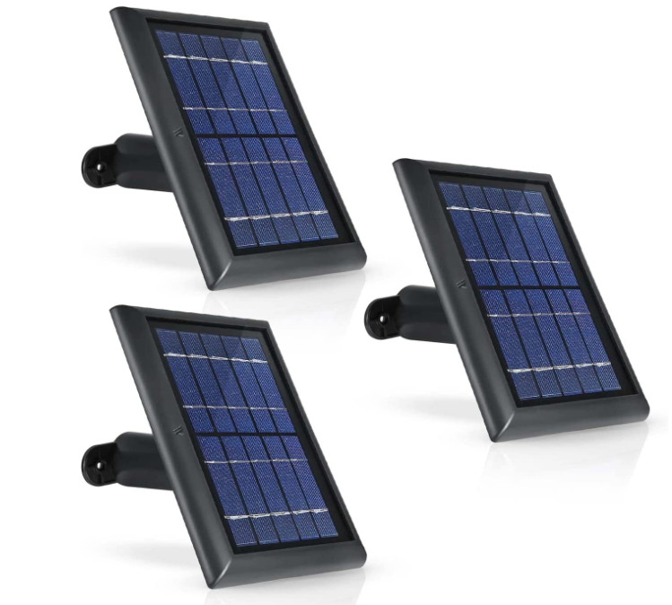 Wasserstein Solar Panel 3 Pack Black Compatible w Wyze Cam Outdoor and V2 2W 5V