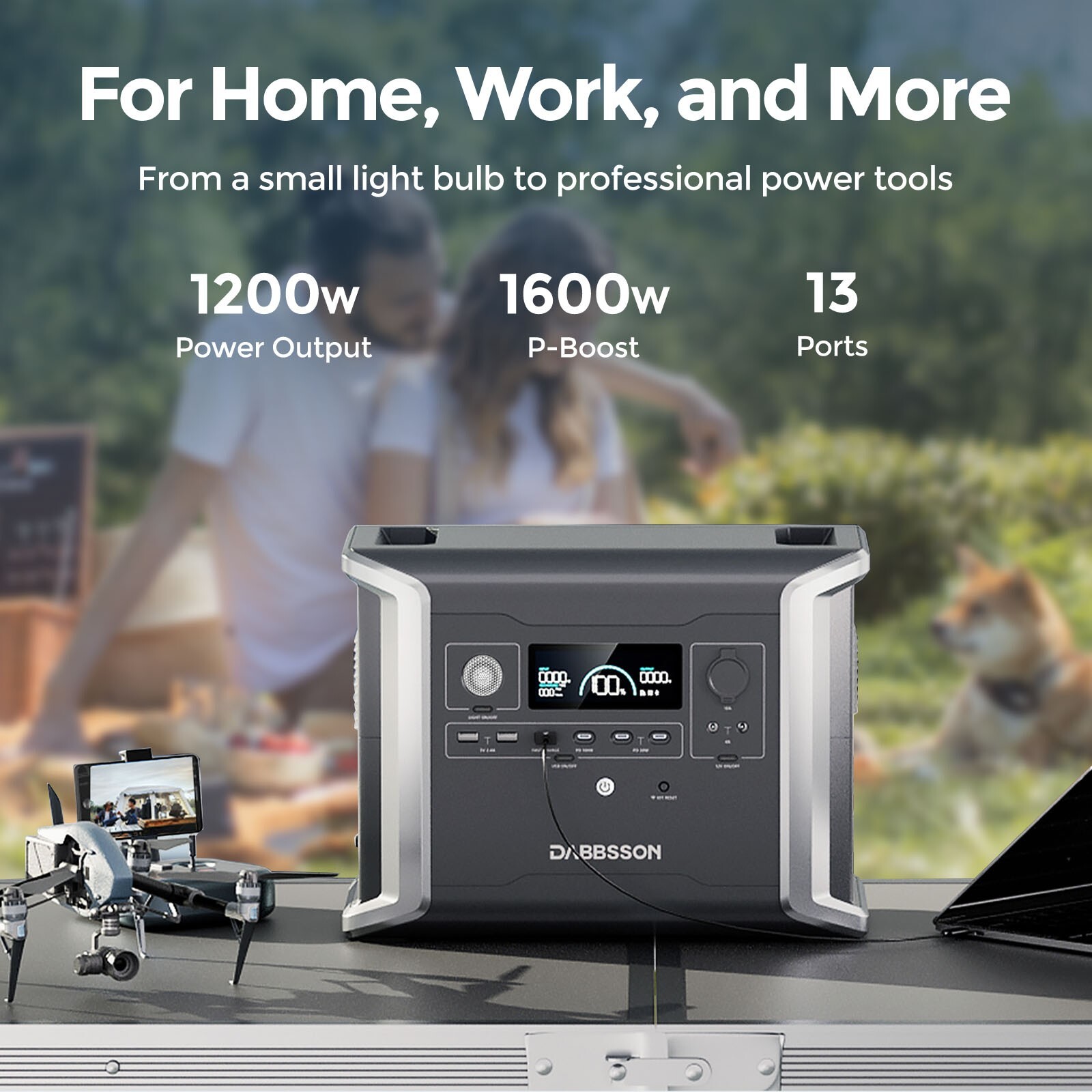 Dabbsson 3030Wh Portable Power Station 1200W Solar Generator +120W Solar Panel