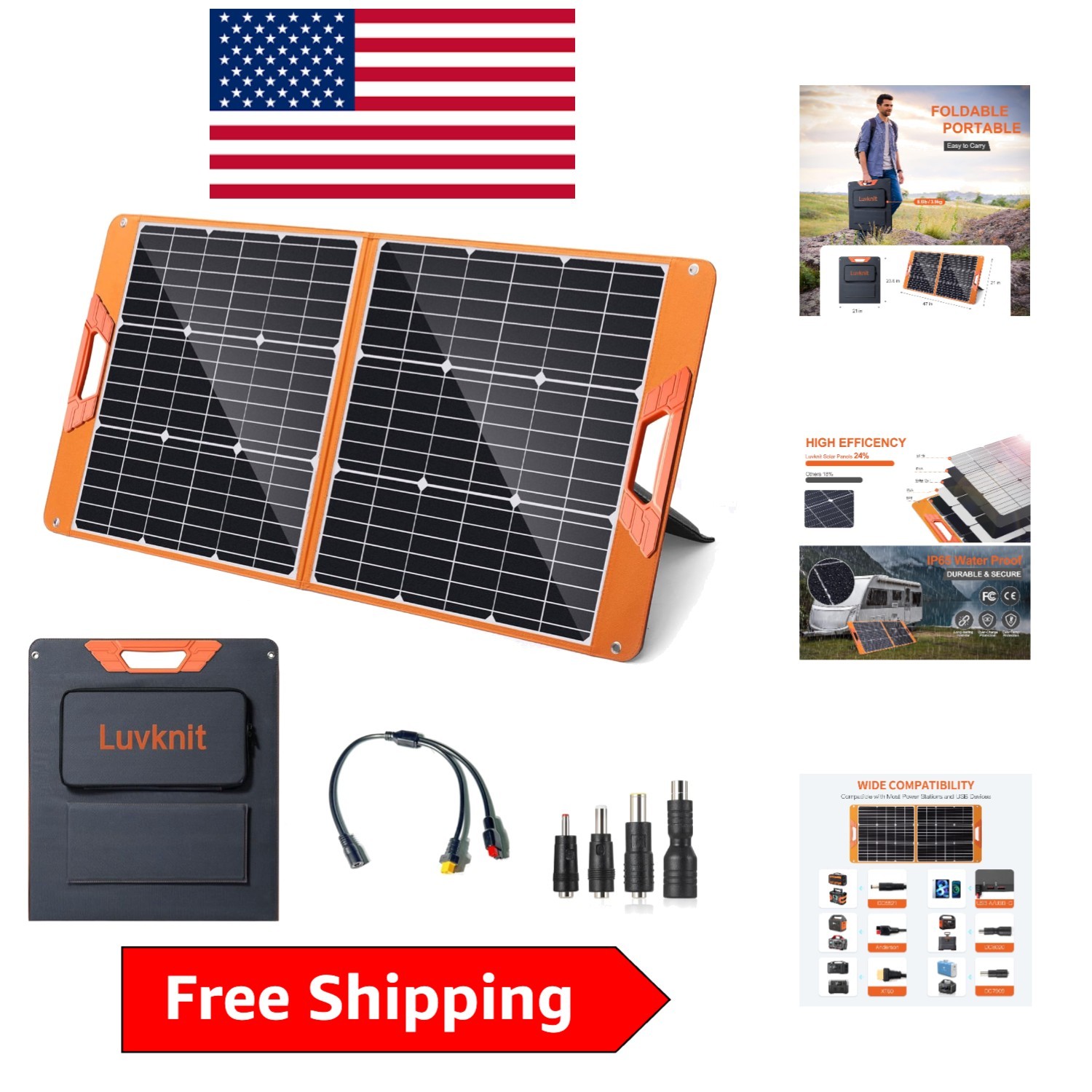 High-Efficiency 100W Portable Solar Charger – Ideal for Home Backup & Travel