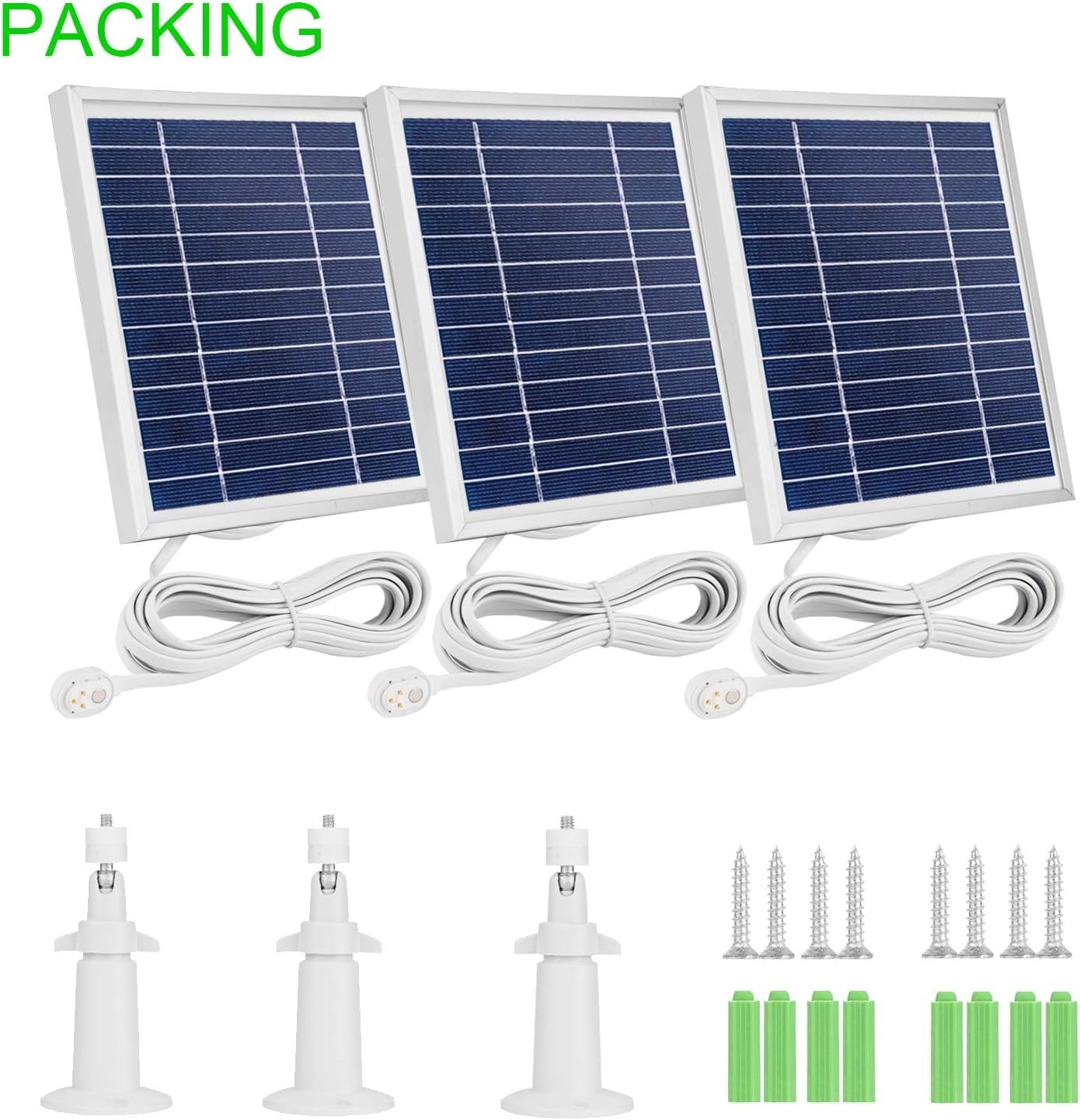 3 Pack Solar Panel for Arlo Pro 5S 4 3 Ultra 2 Go 2 Magnetic Charging Cable 11.5