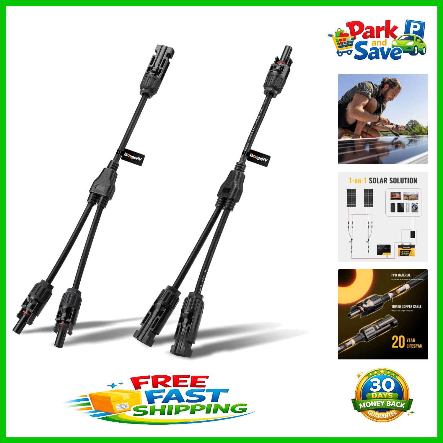 Versatile Solar Y Branch Connectors with Waterproofing for Outdoor Use