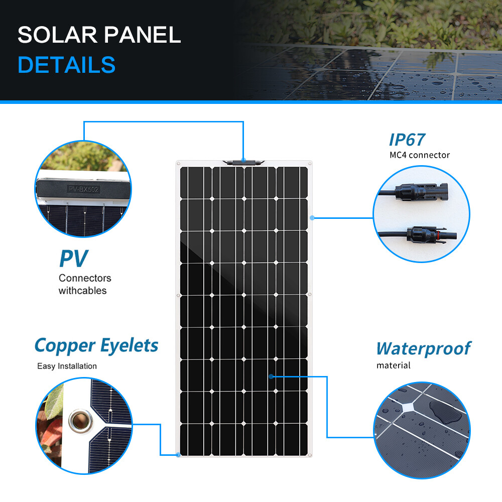 WUZECK 100W 18V Flexible Solar Panel Off Grid Module 10A Controller for RV Home