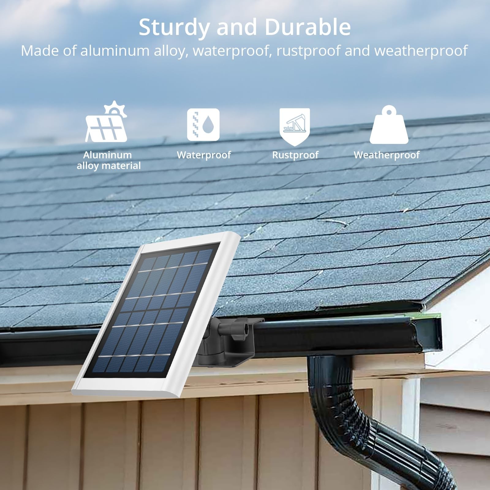 Anbte 2PCS Adjustable Gutter Mount for Ring Solar Panels & Security Black