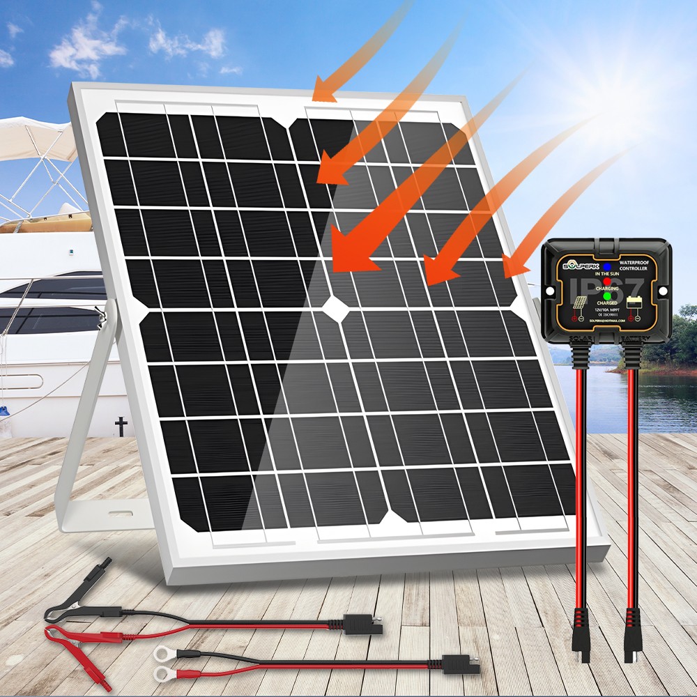 30W Solar Panel Trickle Charger 12V Solar Battery 100A W/ Controller Maintainer