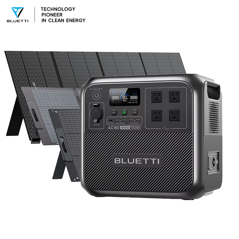 BLUETTI AC180 1152Wh Portable Power Station+Optional Solar Panel Off-Grid Use
