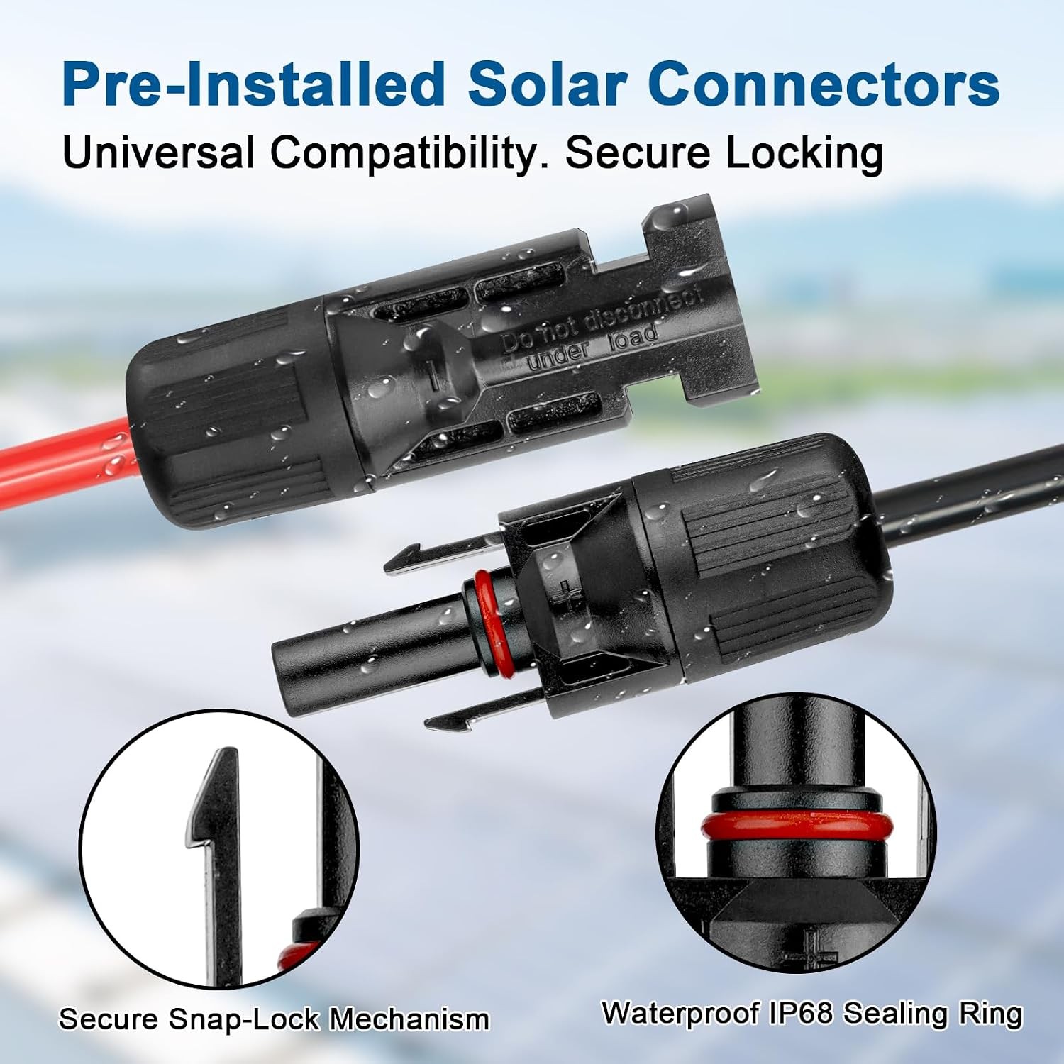 10AWG Solar Extension Cable 75FT Red Black PV Connectors