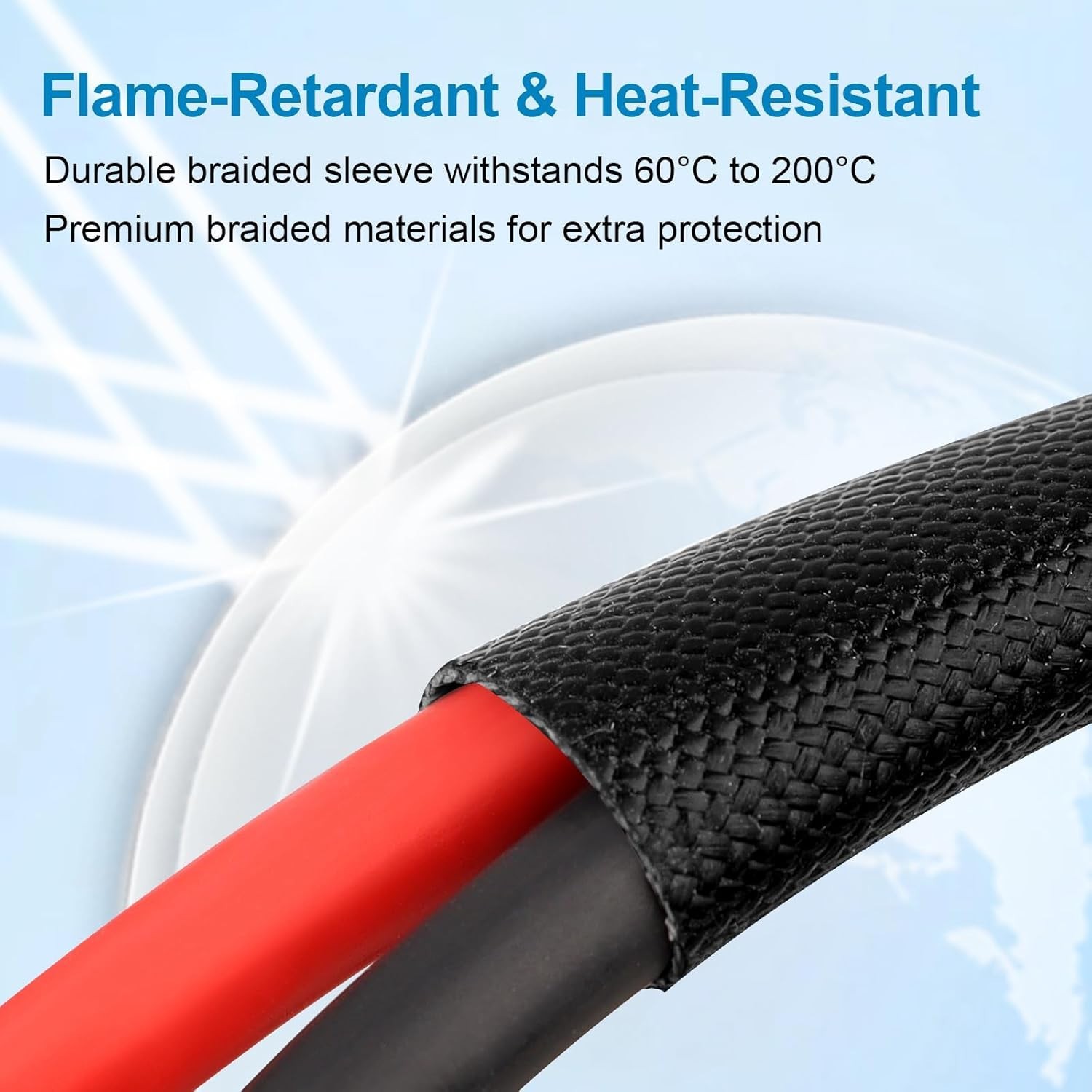 6FT Protected Solar Panel Cable 8AWG – Flame-Retardant, Weather Resistant Design
