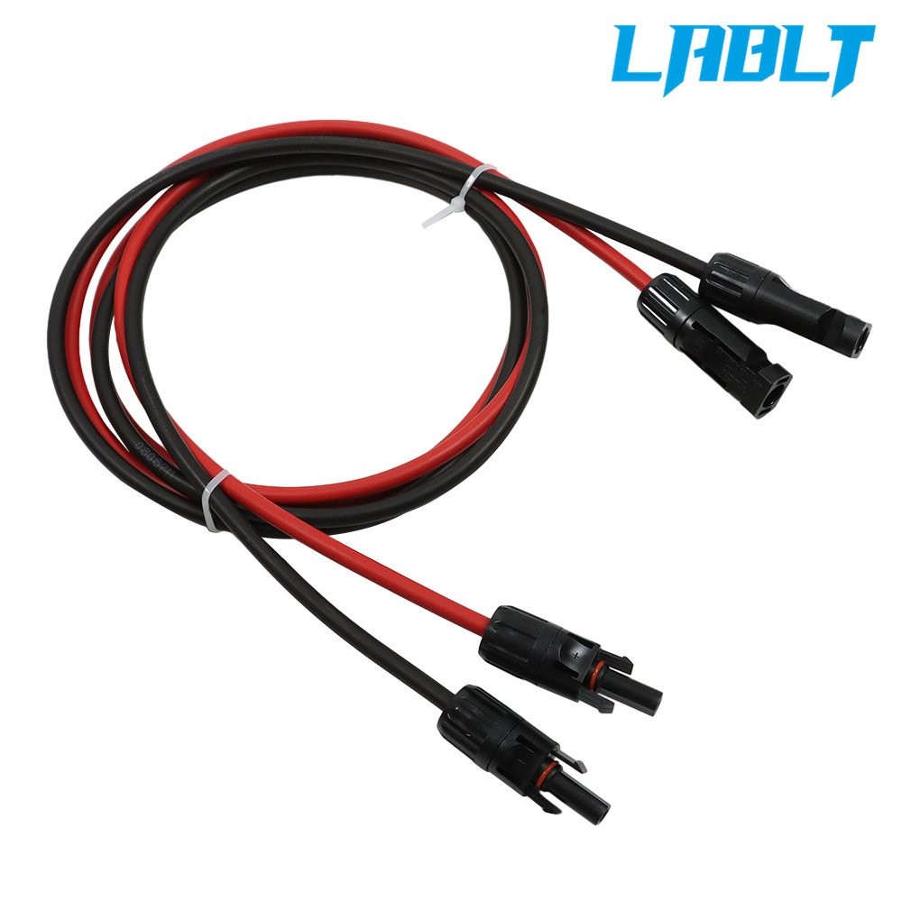 LABLT 1Pair Black + Red Solar Panel Extension Cable Wire Connector 12/10 AWG