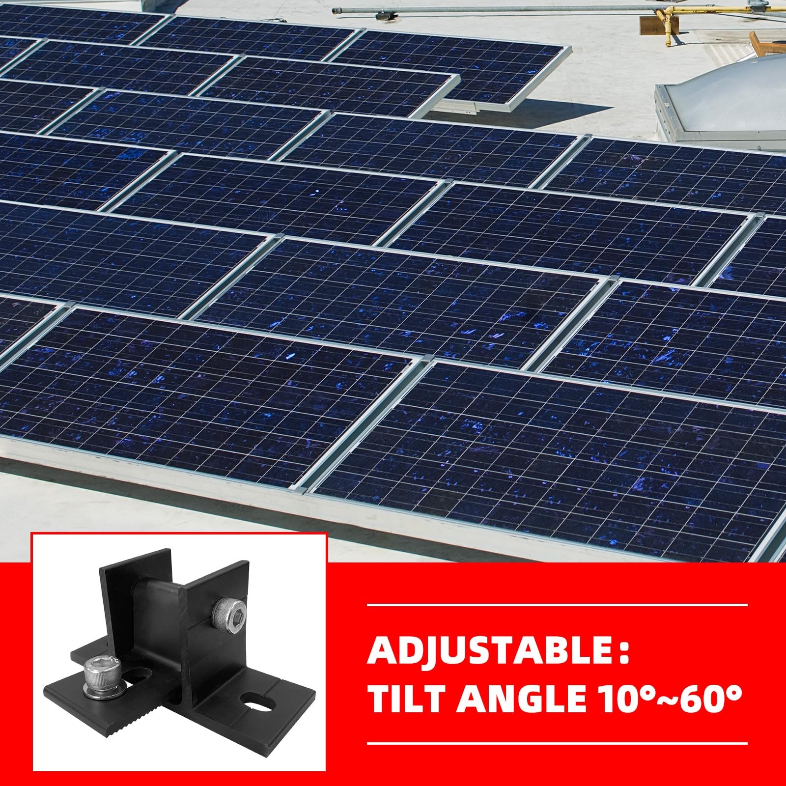 2 Pack Adjustable Solar Panel Tilt Mount Bracket Base, Tilt Angle 10-60 Flat …
