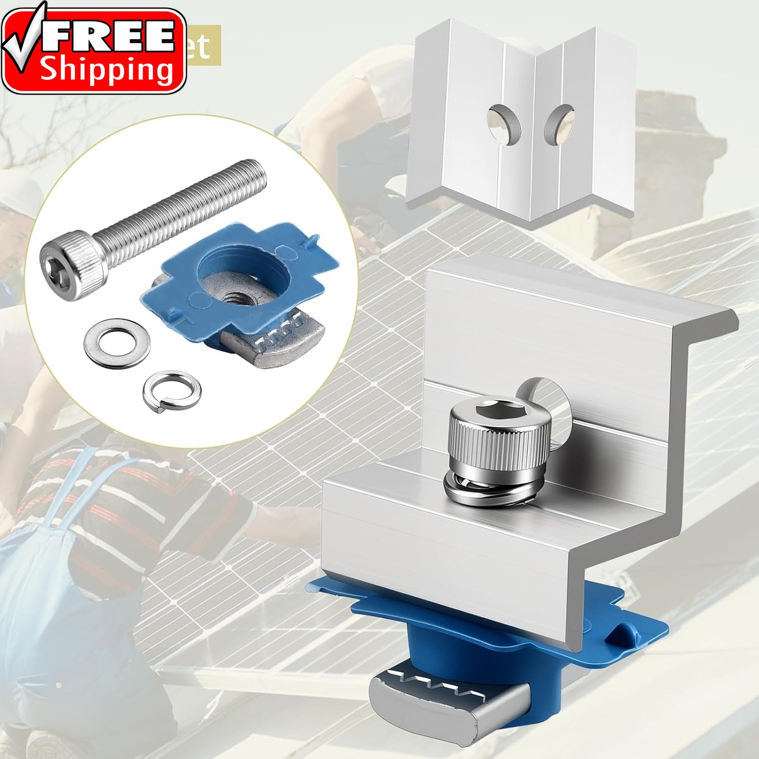 10Pcs Solar Panel End Clamp for Standard Unistrut, Aluminum 30Mm/35Mm Solar Pane