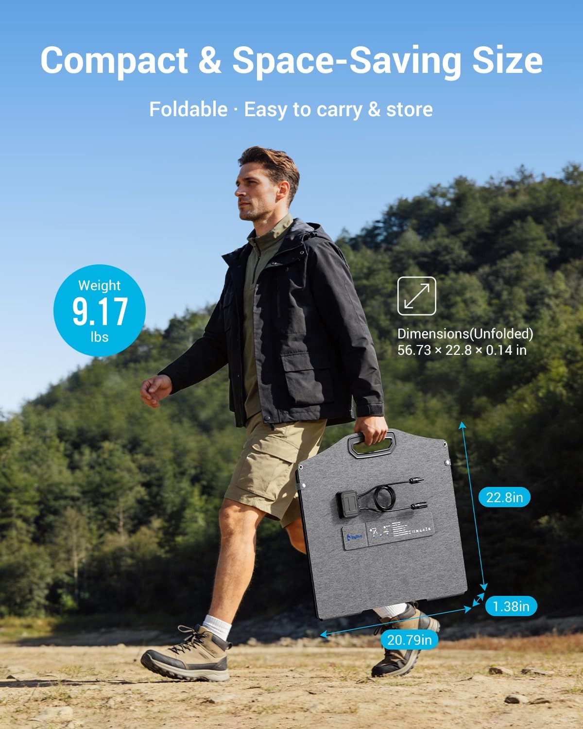 BigBlue 150W Portable Solar Panels with Kickstands, IP68 Waterproof Solar Cha…