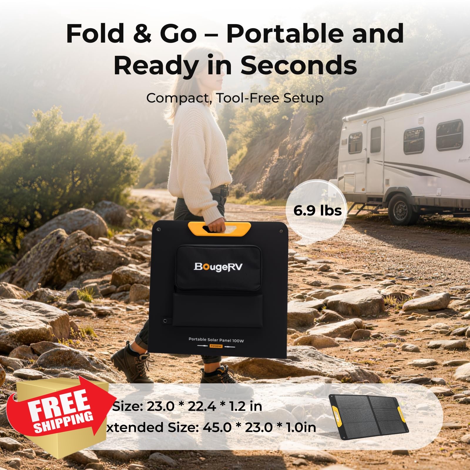 BougeRV 100W Foldable Solar Panel