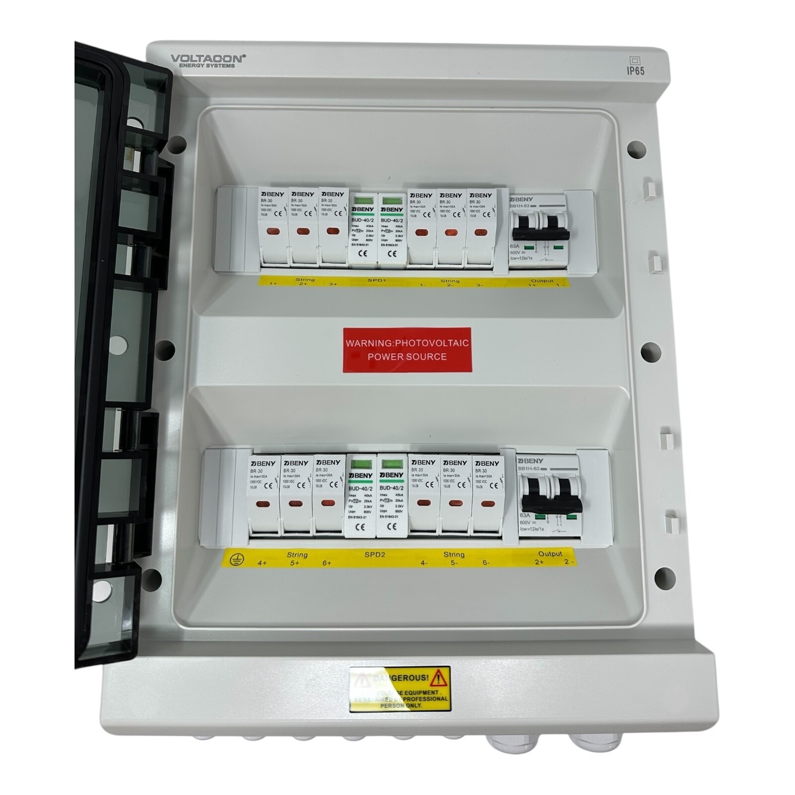 Solar PV Combiner Box 6-Way in 2-Way Out Surge Protection Fuses Waterproof