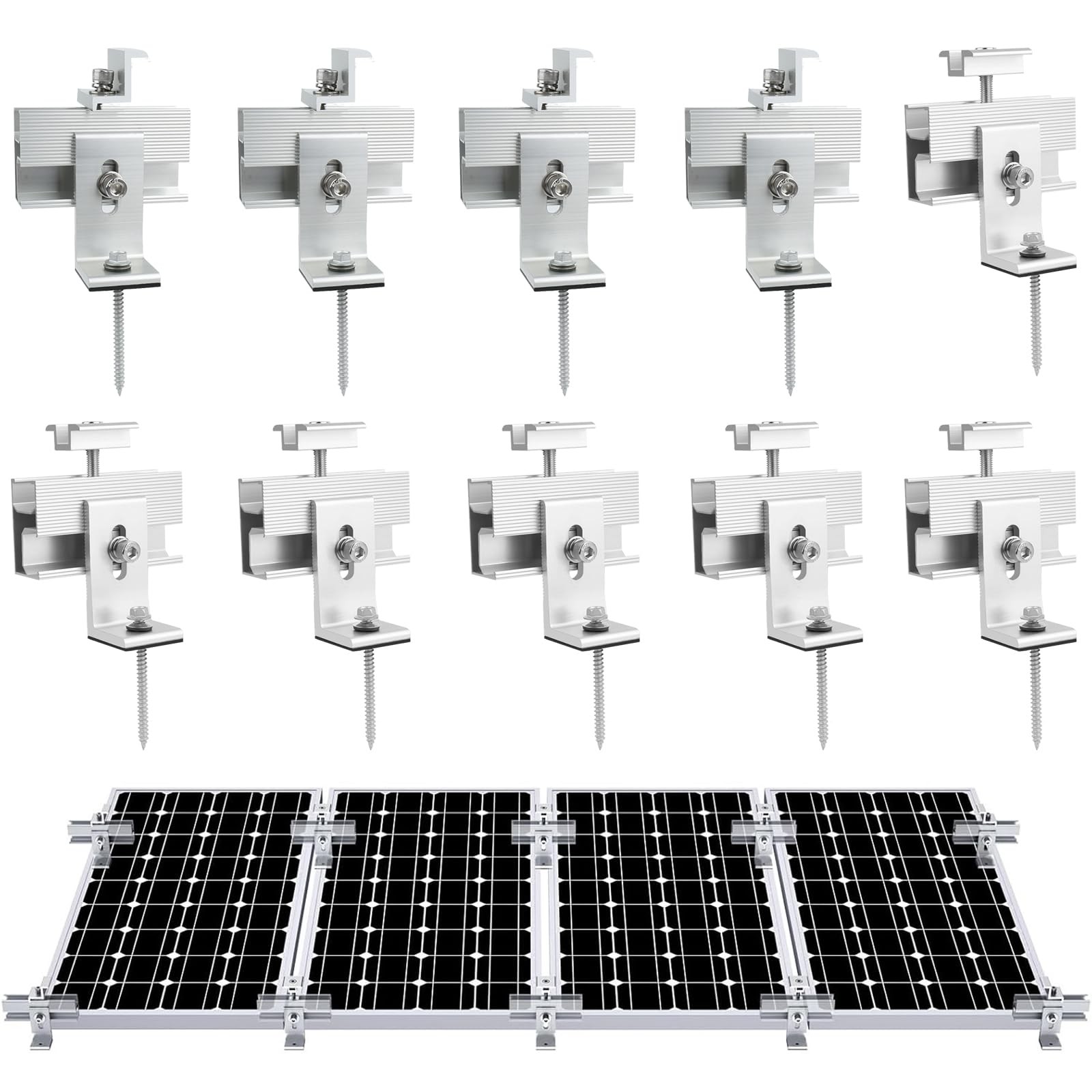 10PCS Solar Panel Mounting Brackets, Solar Panel Mount for 1-4PCS Thickness 1…
