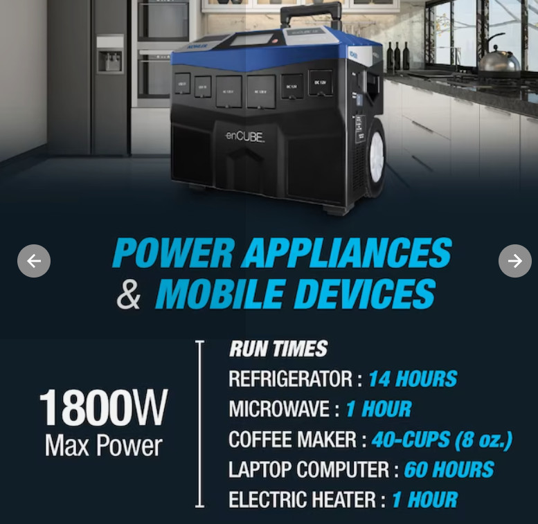 Kohler enCUBE 1.8 1800W Portable Power Station Solar Generator Battery *READ*