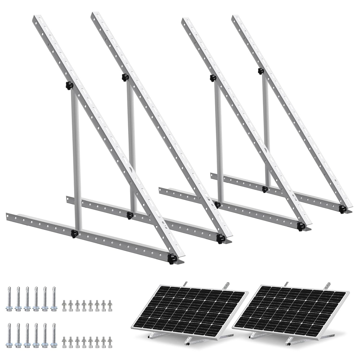 Adjustable Solar Panel Mount Brackets for Roof, RV, Boat – 2 Sets 45