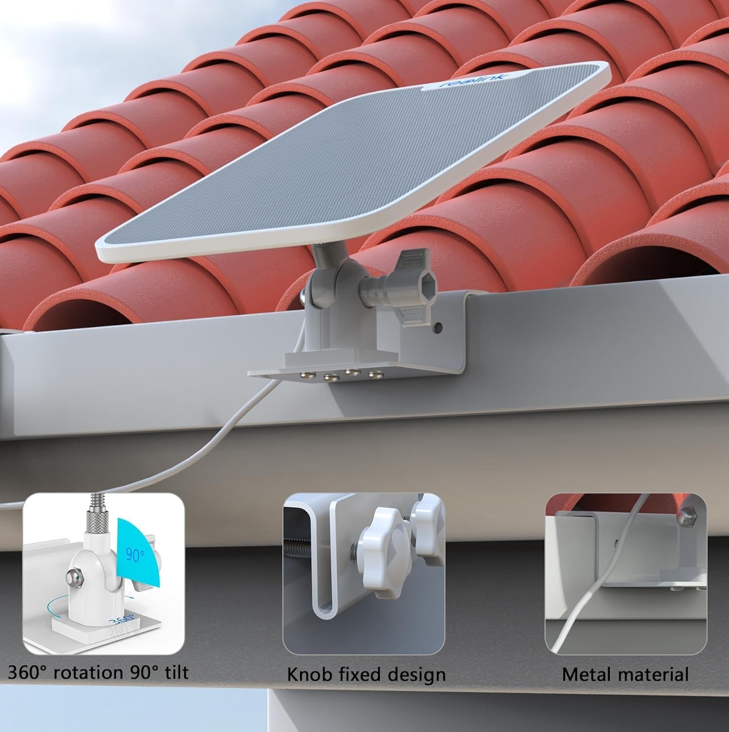 Adjustable Gutter Mount for Ring Solar Panel – White, 2 Pack