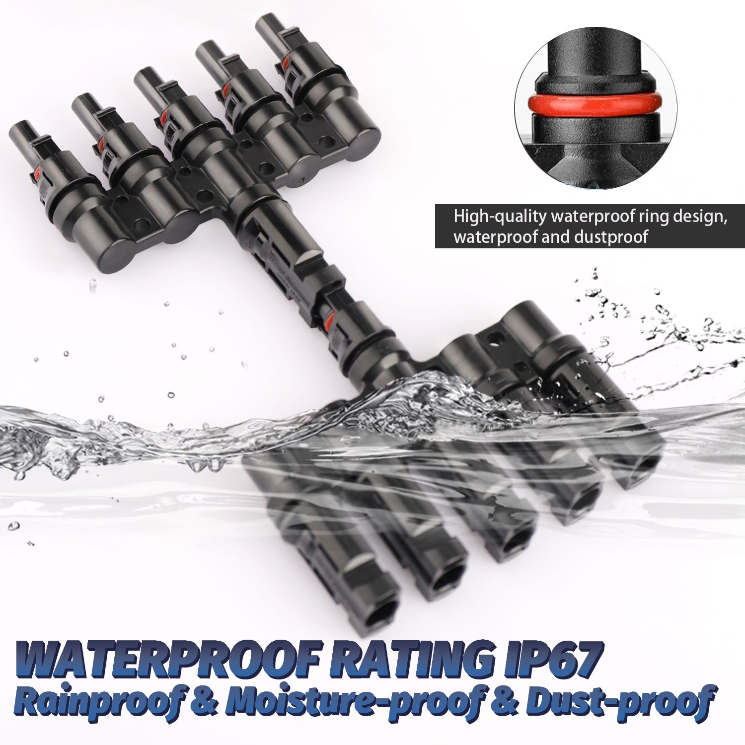 1 Female to 5 Male Solar T Branch Parallel Connector Solar Panel Cable Splitter