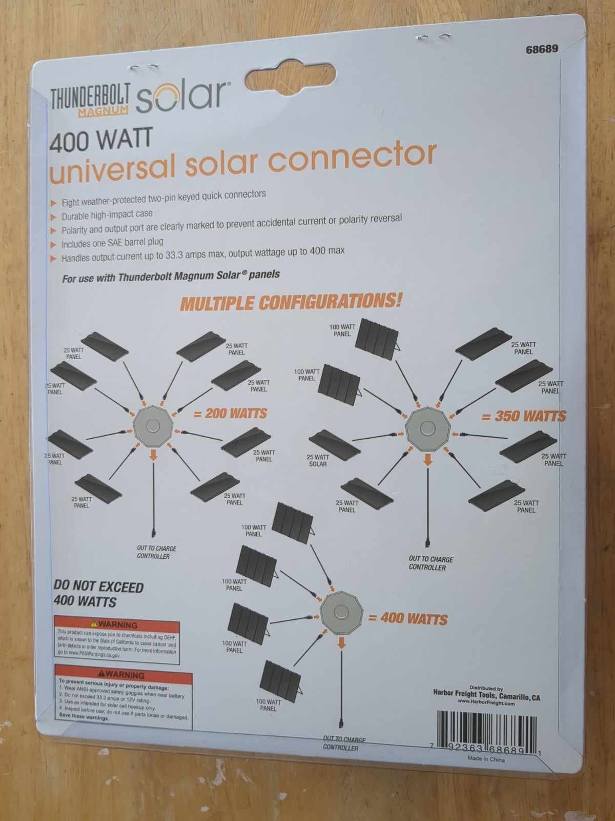 Thunderbolt Magnum 68689 Universal Solar Connector 8 Panel 400W Output Free Ship