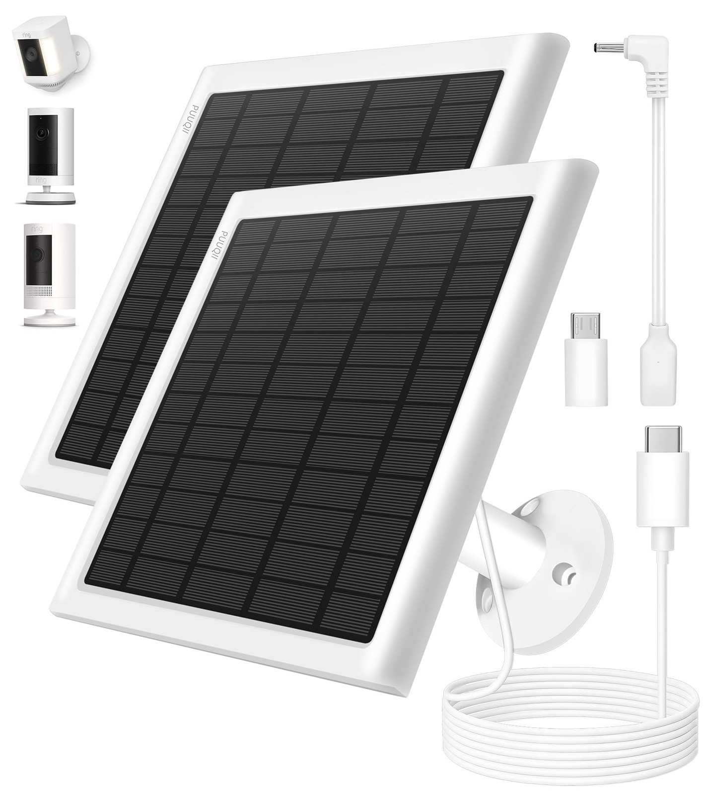8W Solar Panel for Ring Camera, 2-Pack Solar Panel Charger Compatible with Ring