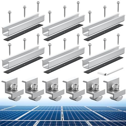 Solar Panel Bracket Kit, 6 Pcs 7.87 in Aluminium Solar Panel Mounting Silver