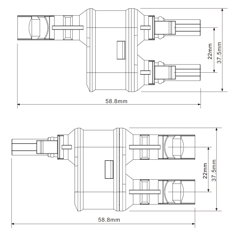 PV Solar Branch Connector, 1000v, 2 to 1 (MMF+FFM), brand new shipping from USA