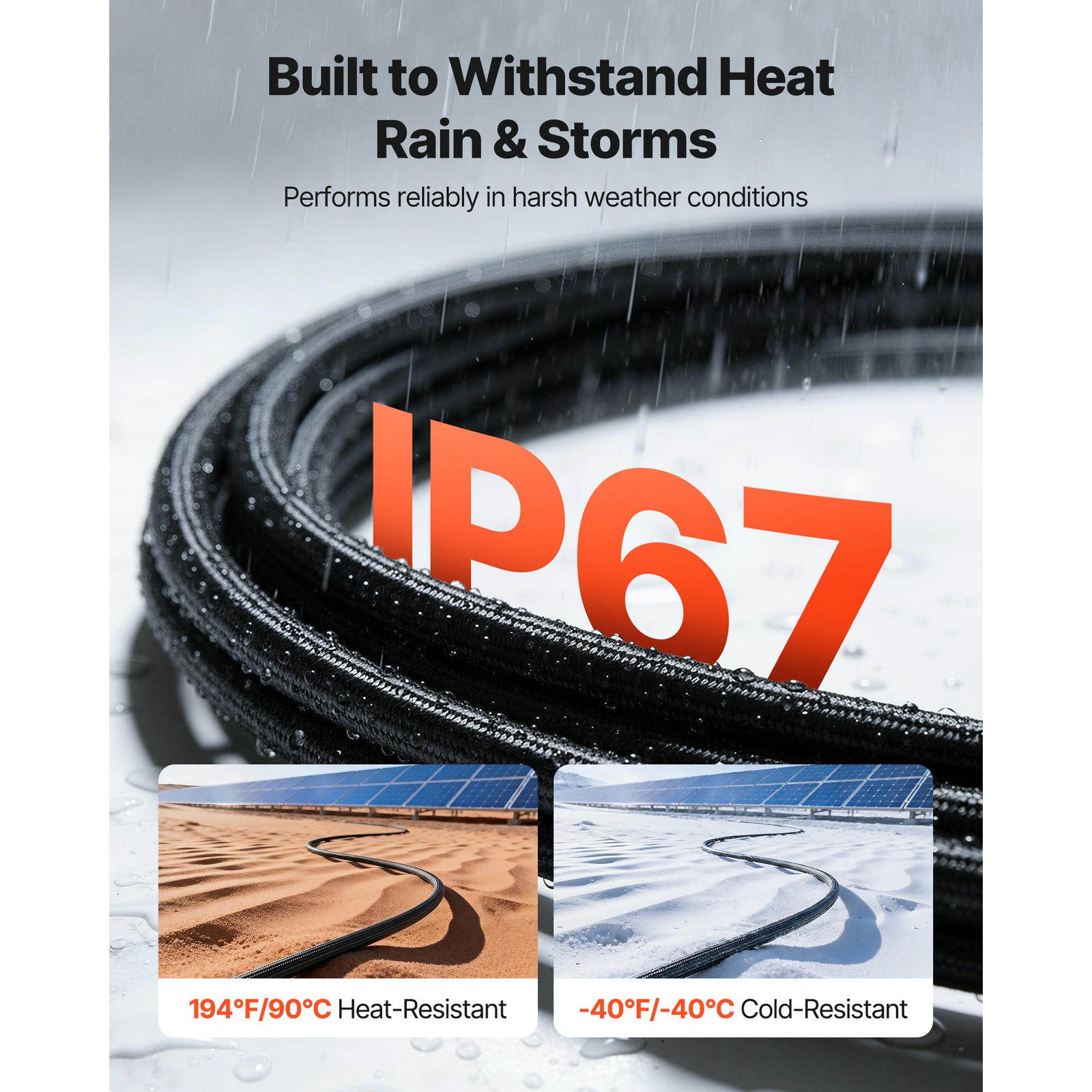 Uimoso 30FT Solar Panel Extension Cable 10AWG Wire ,Flame-Resistant Connectors