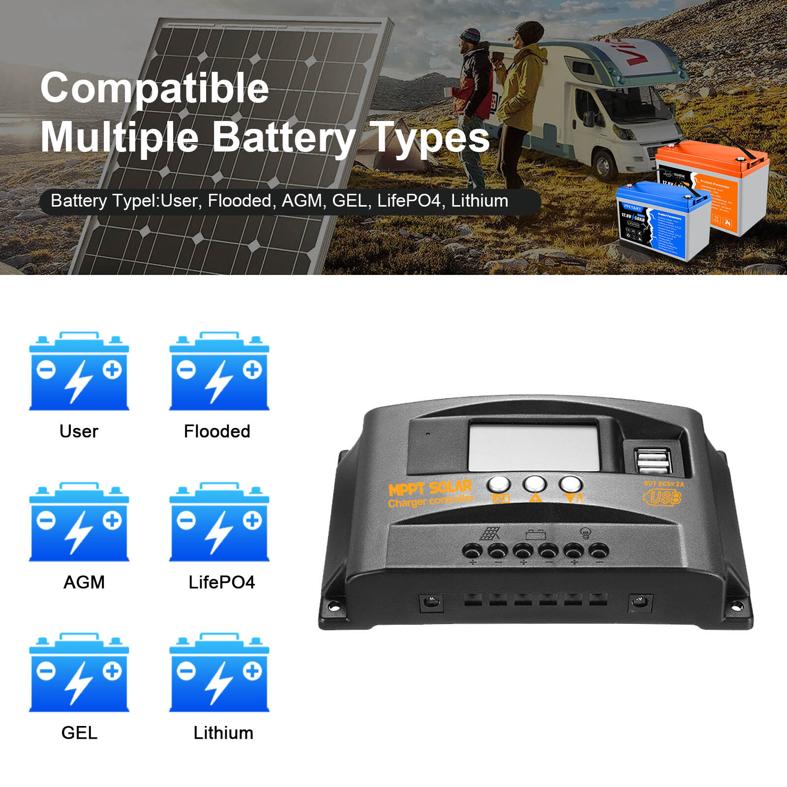 200W Solar Panel Kit with MPPT Solar Controller for RV Bosts Solar Power System
