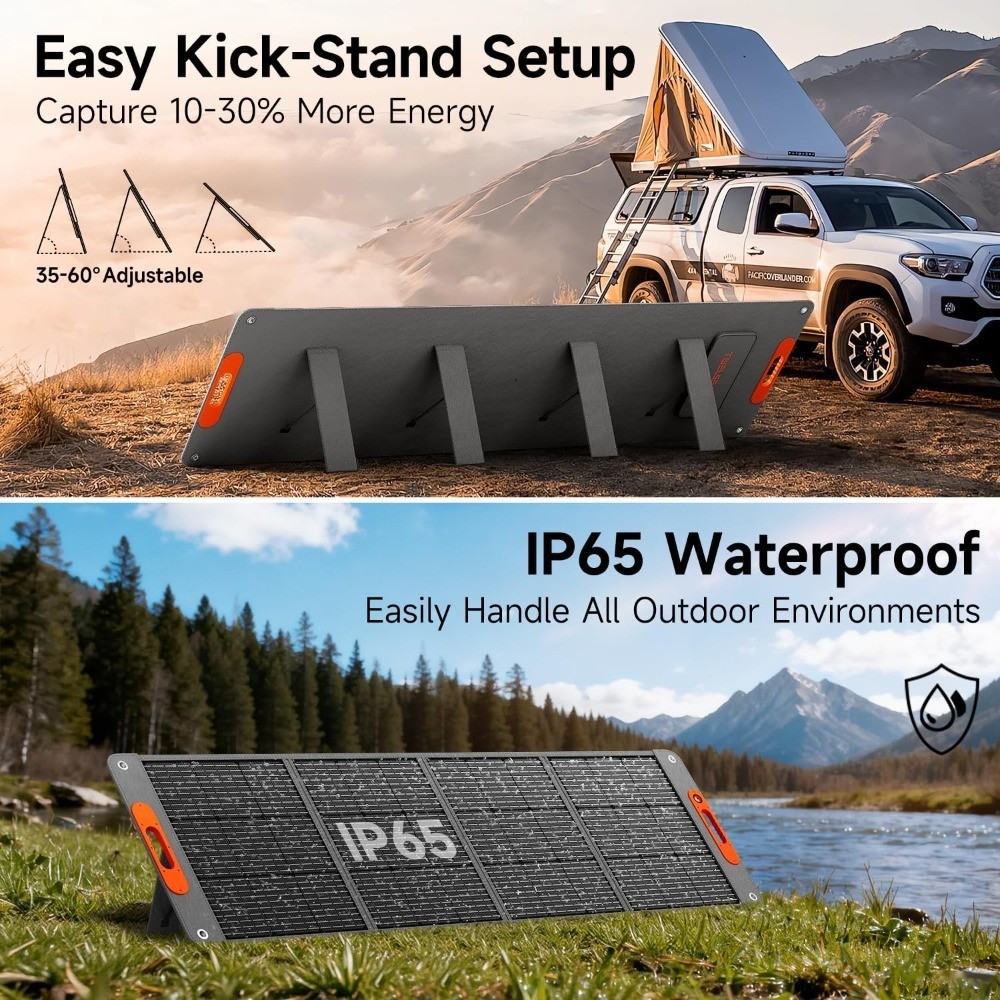 Foldable 200W Portable Solar Panel Charger with 24% High Efficiency ETFE, 60W