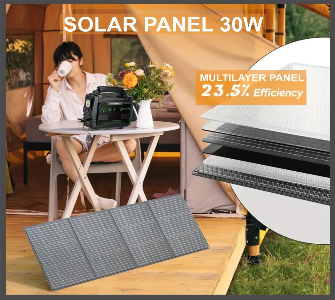 Marbero Portable Power Station 155Wh 150W Generator w/ FREE 30W Solar Panel