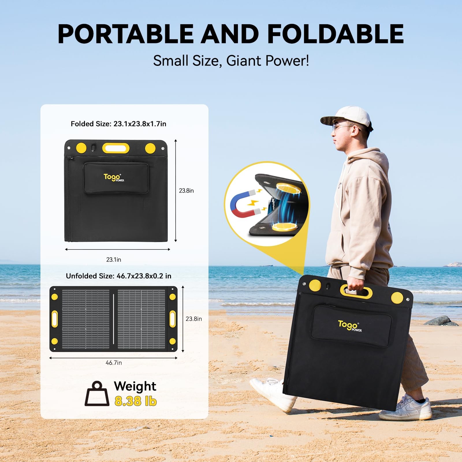100W Bifacial Portable Solar Panel, Bend Resistant Foldable Solar Panel 100Wa…