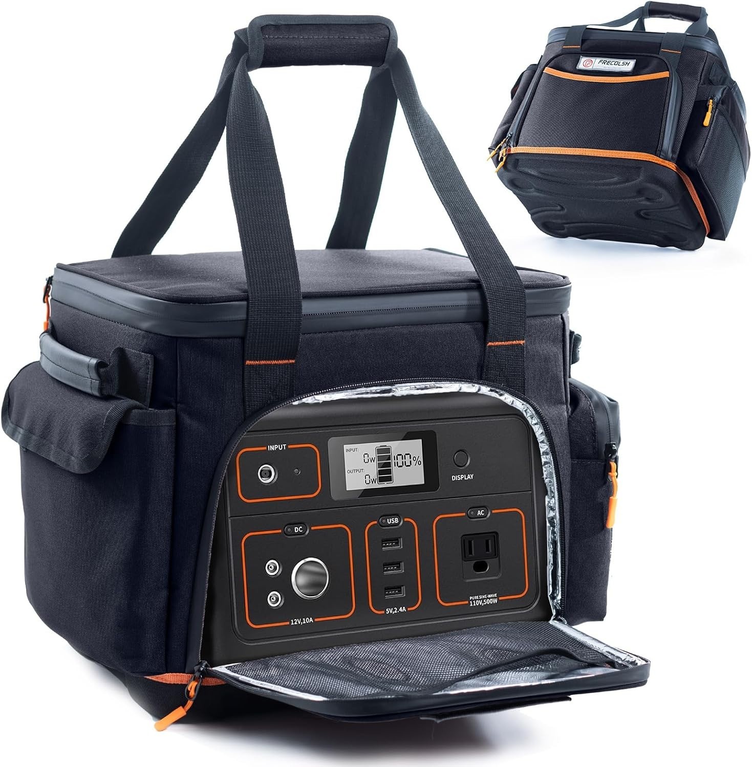 Travel-Ready Jackery 500 Case with Waterproof Base and Accessory Pockets