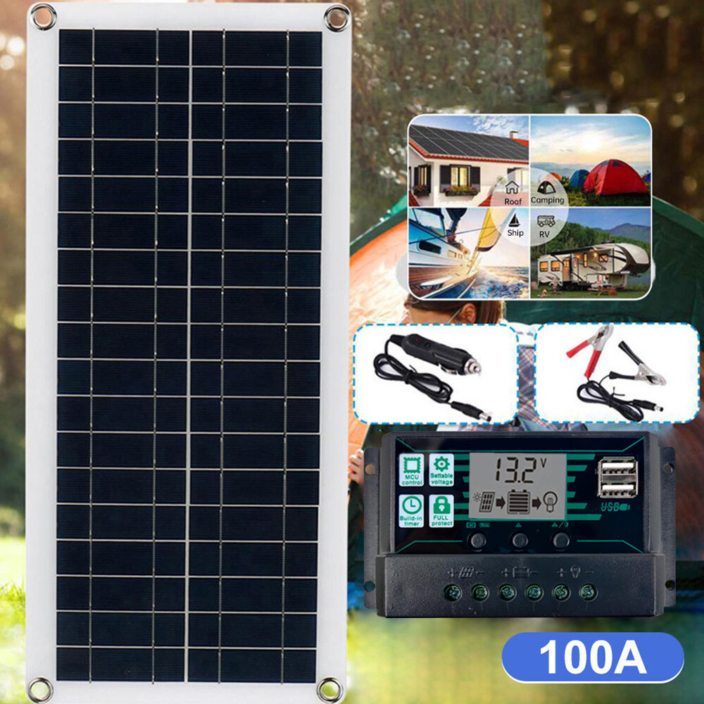 1000 Watts Solar Panel Kit 100A 12V Battery Charger w/ Controller Caravan Boat