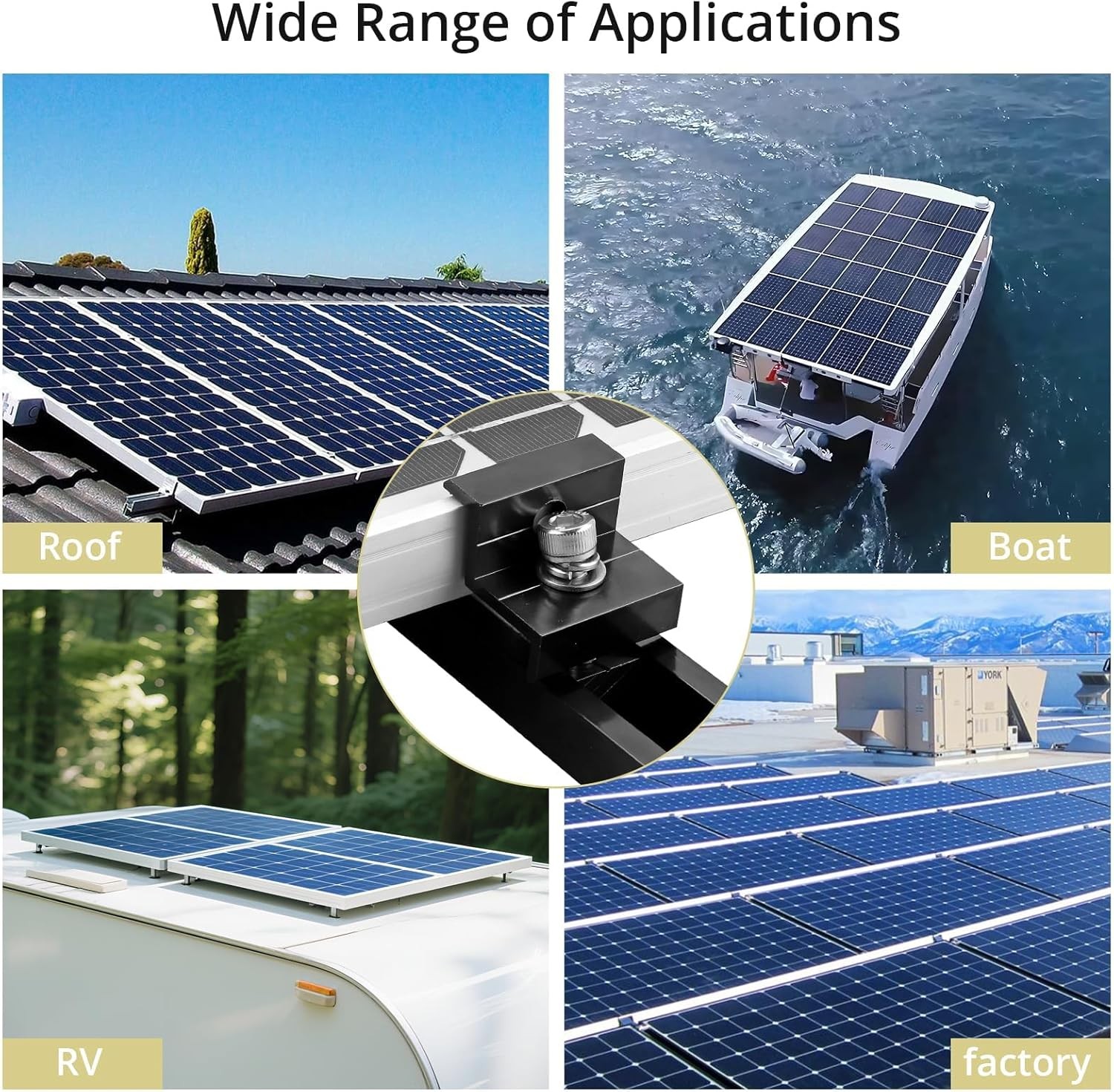 Solar Panel Mounting Brackets, Included 10 X 4.72 in Rails + 4 End Clamps + 6 Ce