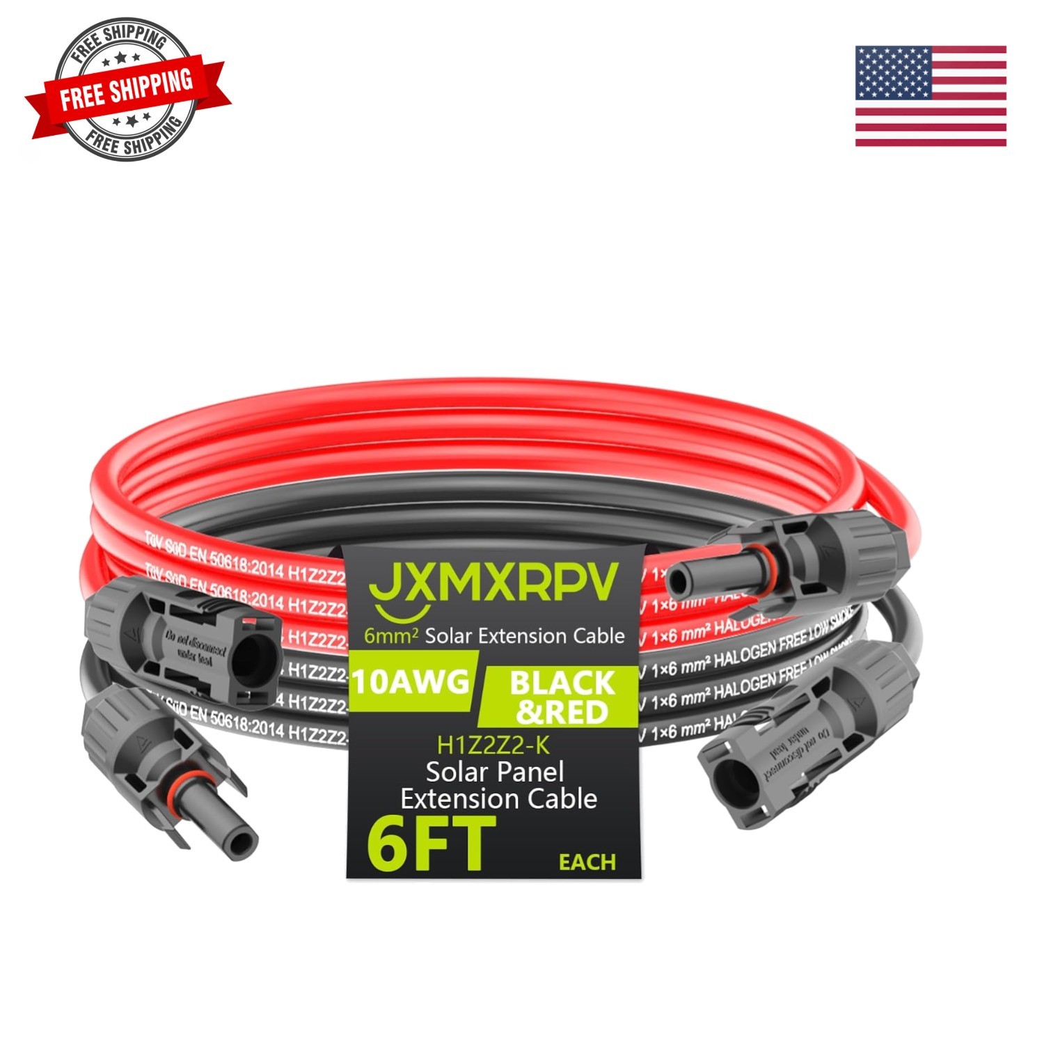 6.6Ft 10AWG, Solar Wire with Tool-Free Solar Connectors, Waterproof Solar Pan…