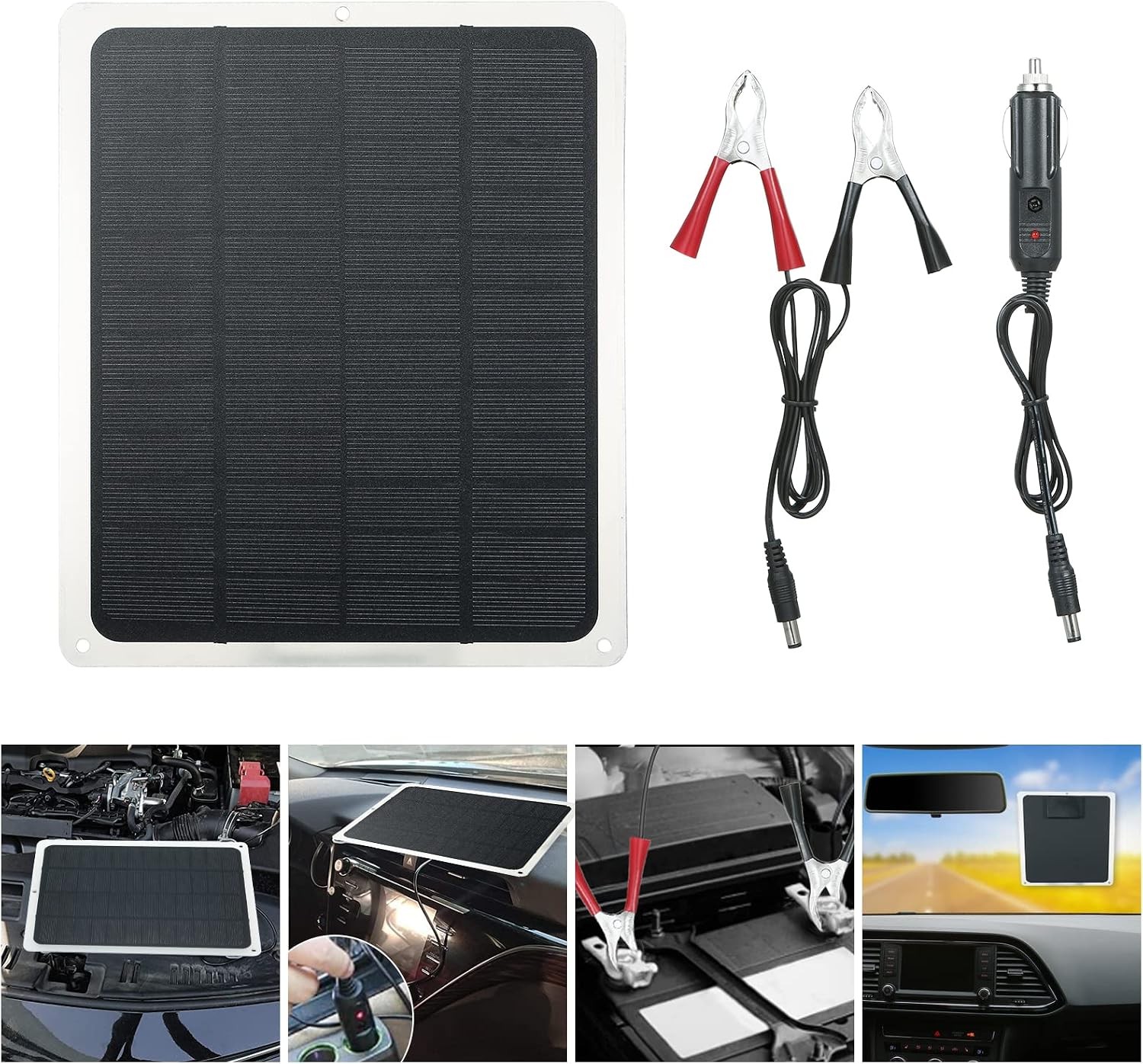 10W Solar Panel 12V Trickle Charge Battery Charger Kit Maintainer Marine RV Car