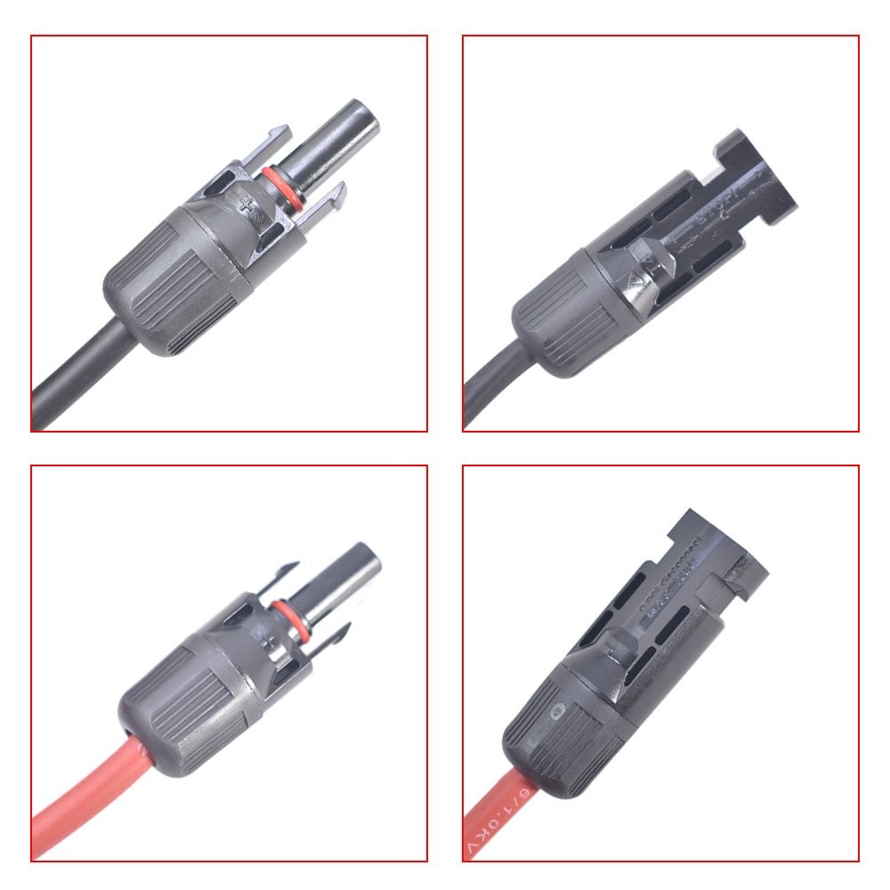 1 Pair 4mm2 /12AWG Black and Red Solar Panel Extension Cable Wire Connector