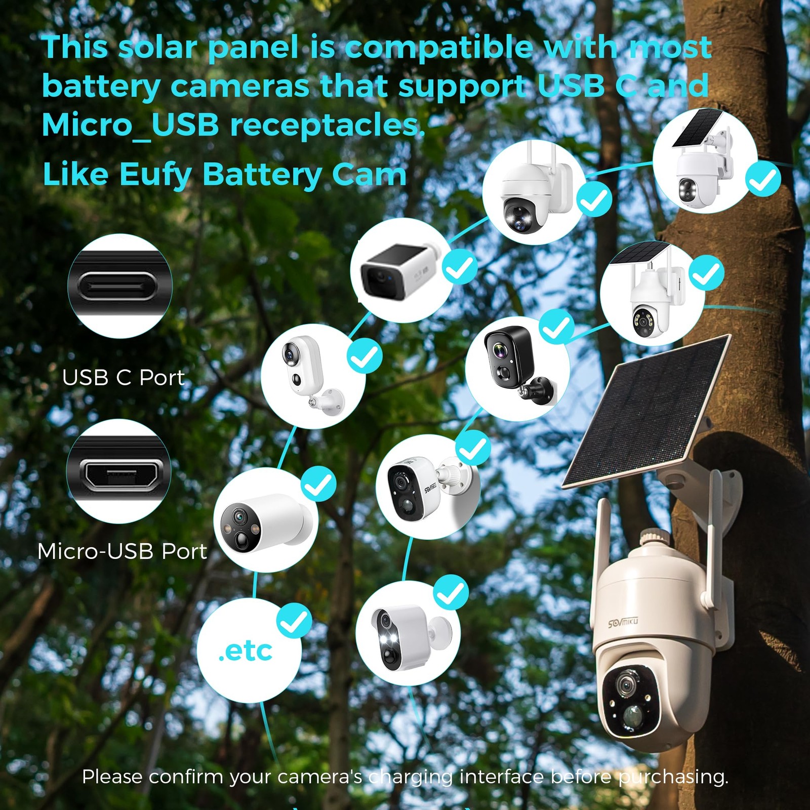 Vicohome 5V Solar Panels for Security Cameras for Bird Feeder 23% Energy Conv…
