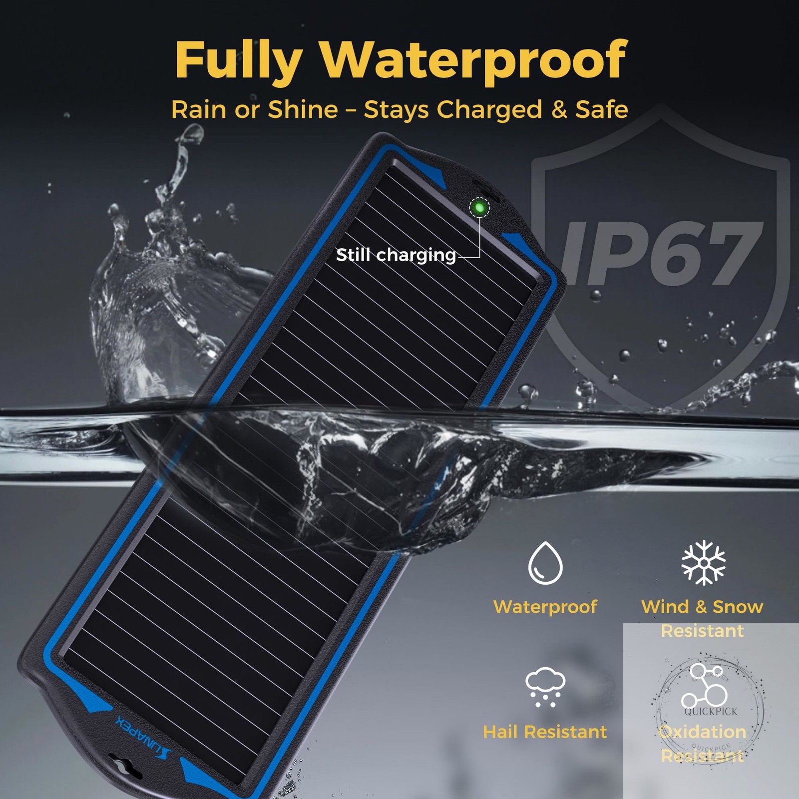 12V Solar Battery Charge: Waterproof Portable Solar Panel Kit Battery Maintainer