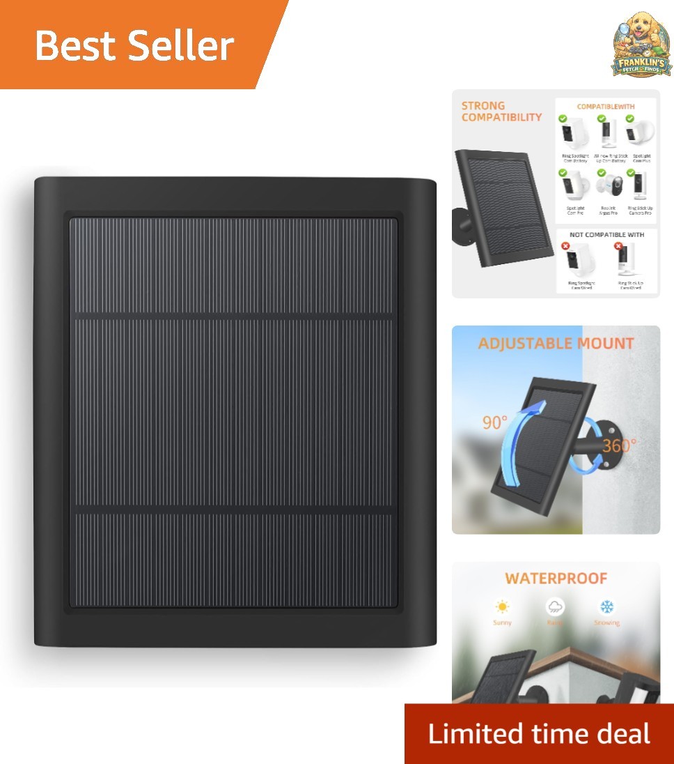 1 Pack 4W Solar Charger for Ring Spotlight & Stick Up Outdoor Cam, Black, Hig…