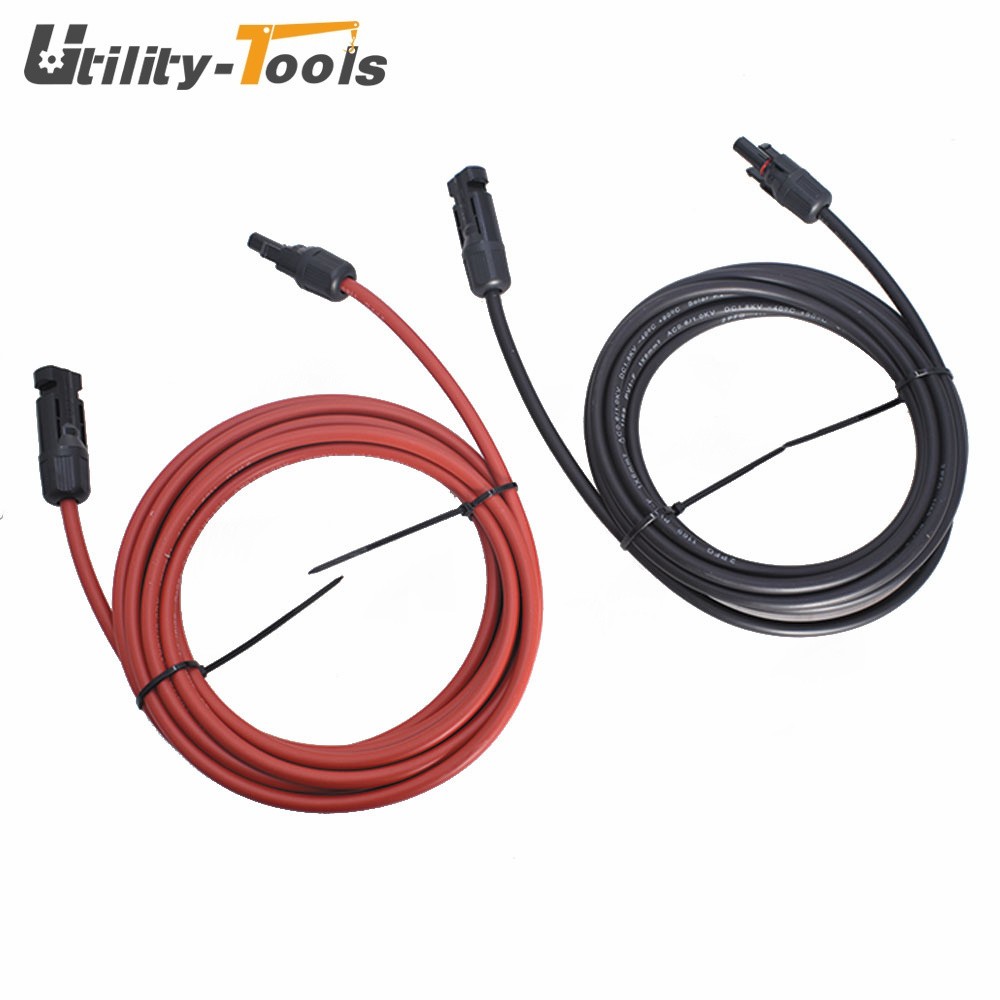 10AWG 15Feet High Quality Black + Red Solar Panel Extension Cable Wire Connector