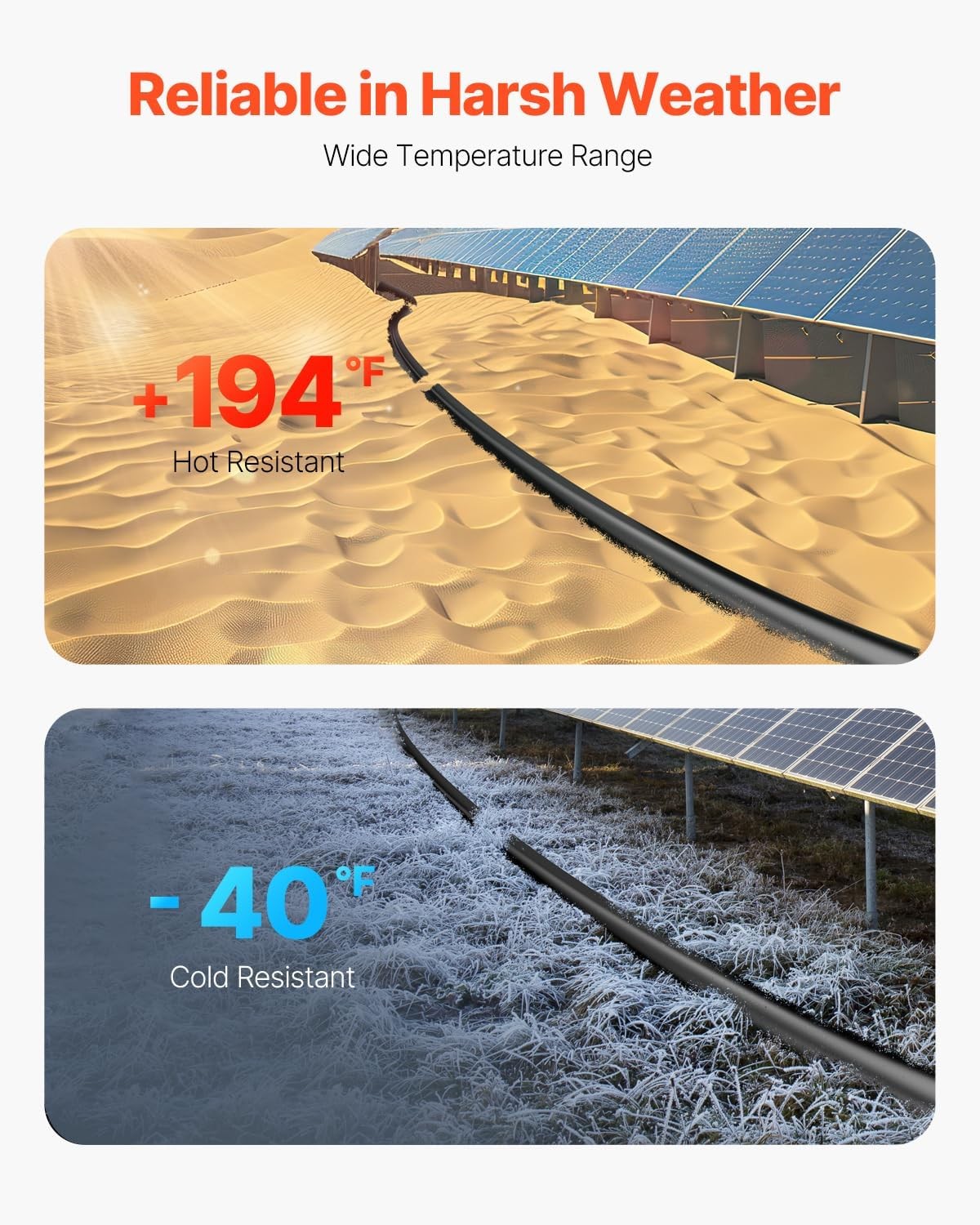 VEVOR 50ft 10 AWG PV Extension Cable Solar Pair
