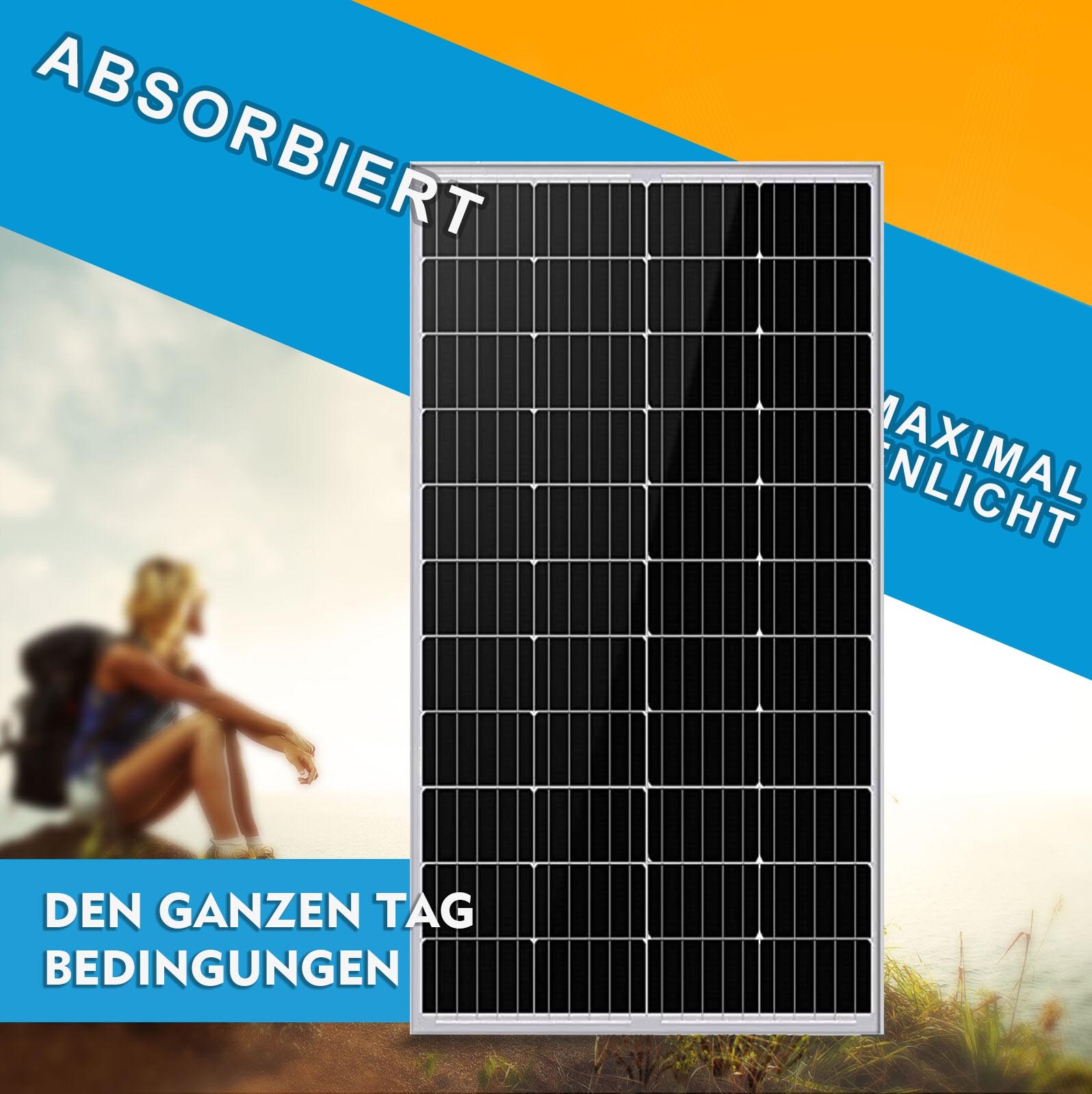 Solar Panel 100W 12V Monocrystalline High-Efficiency Module for RV Marine Home