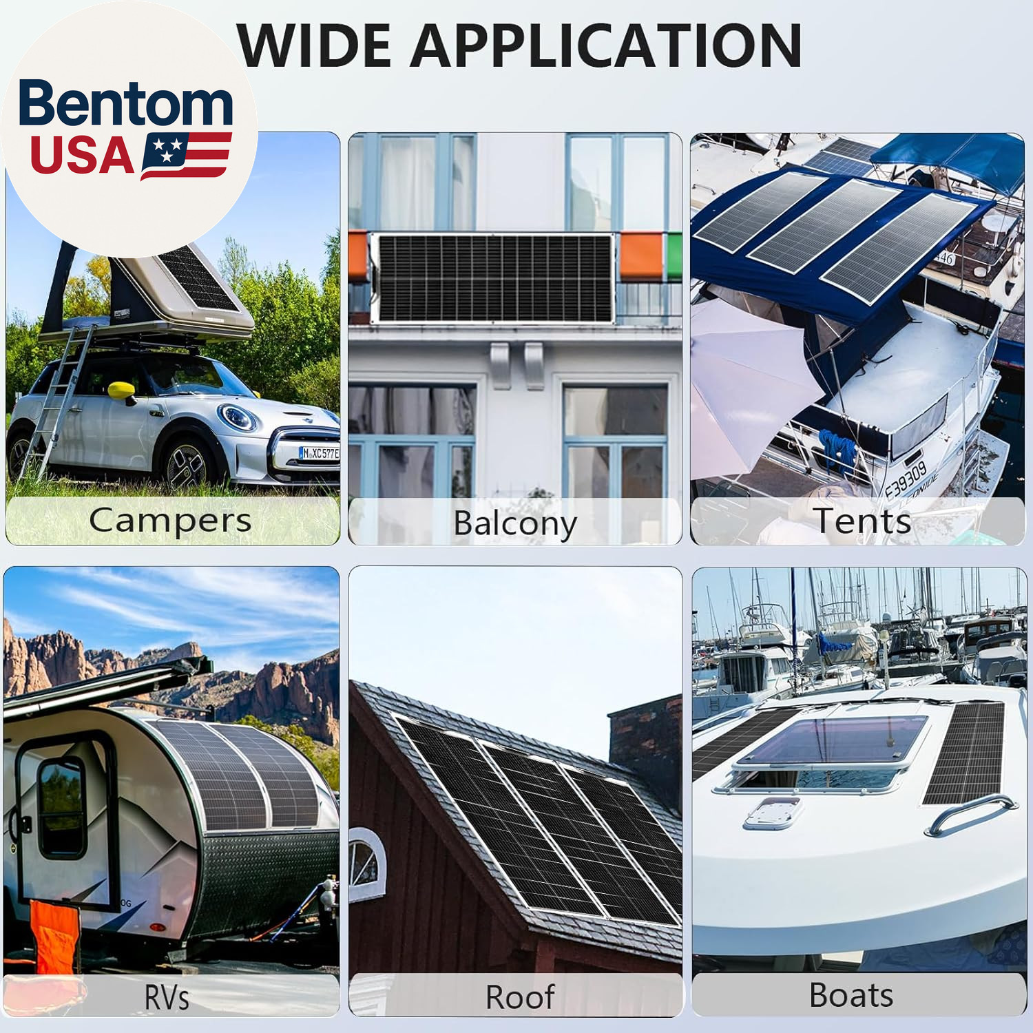 Solar Panel 200W 12V Flexible System Kit,2X100W Monocrystalline Fiberglass Modul