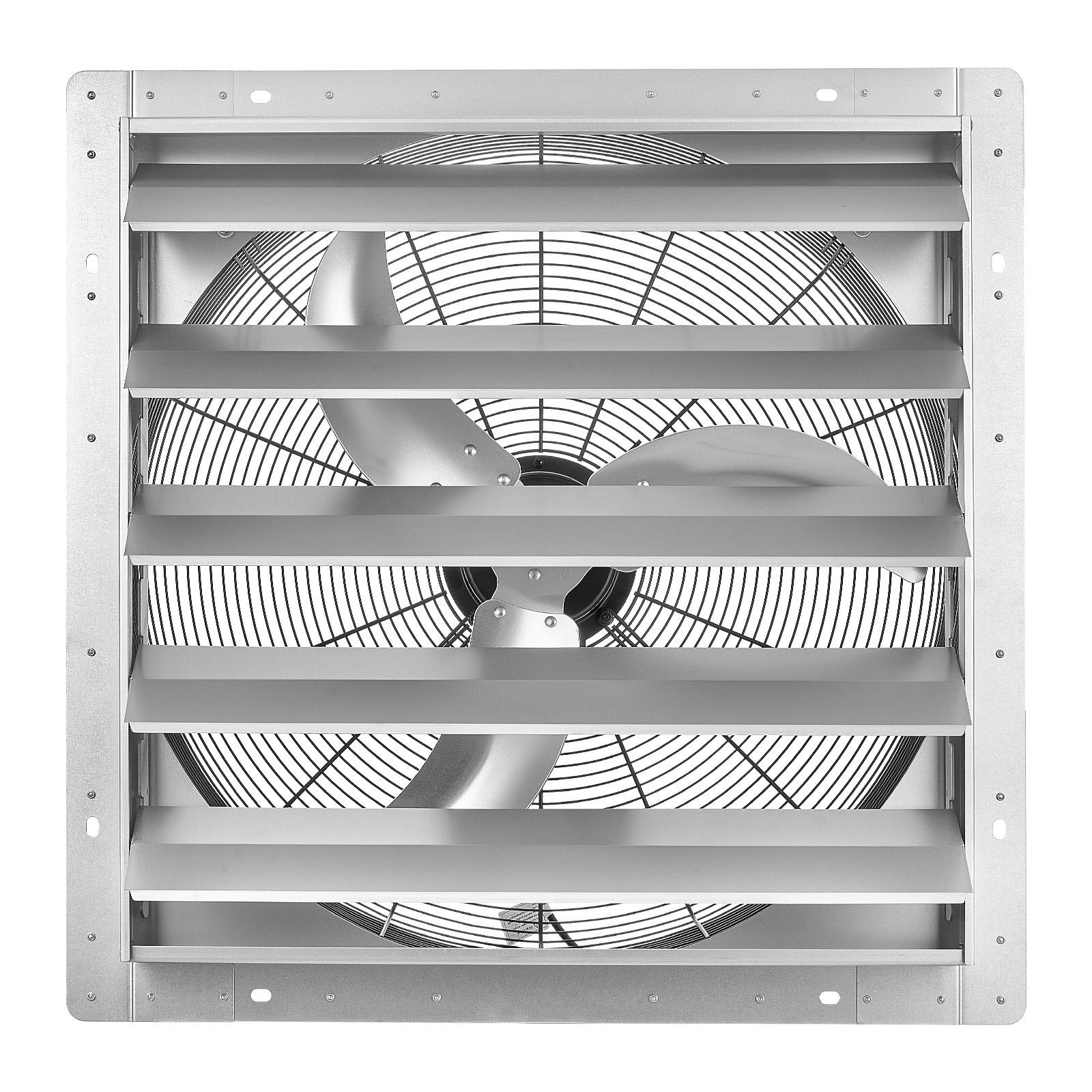 24 Inch Shutter Exhaust Fan Wall Mounted Automatic Louvers Silver, Sturdy Steel