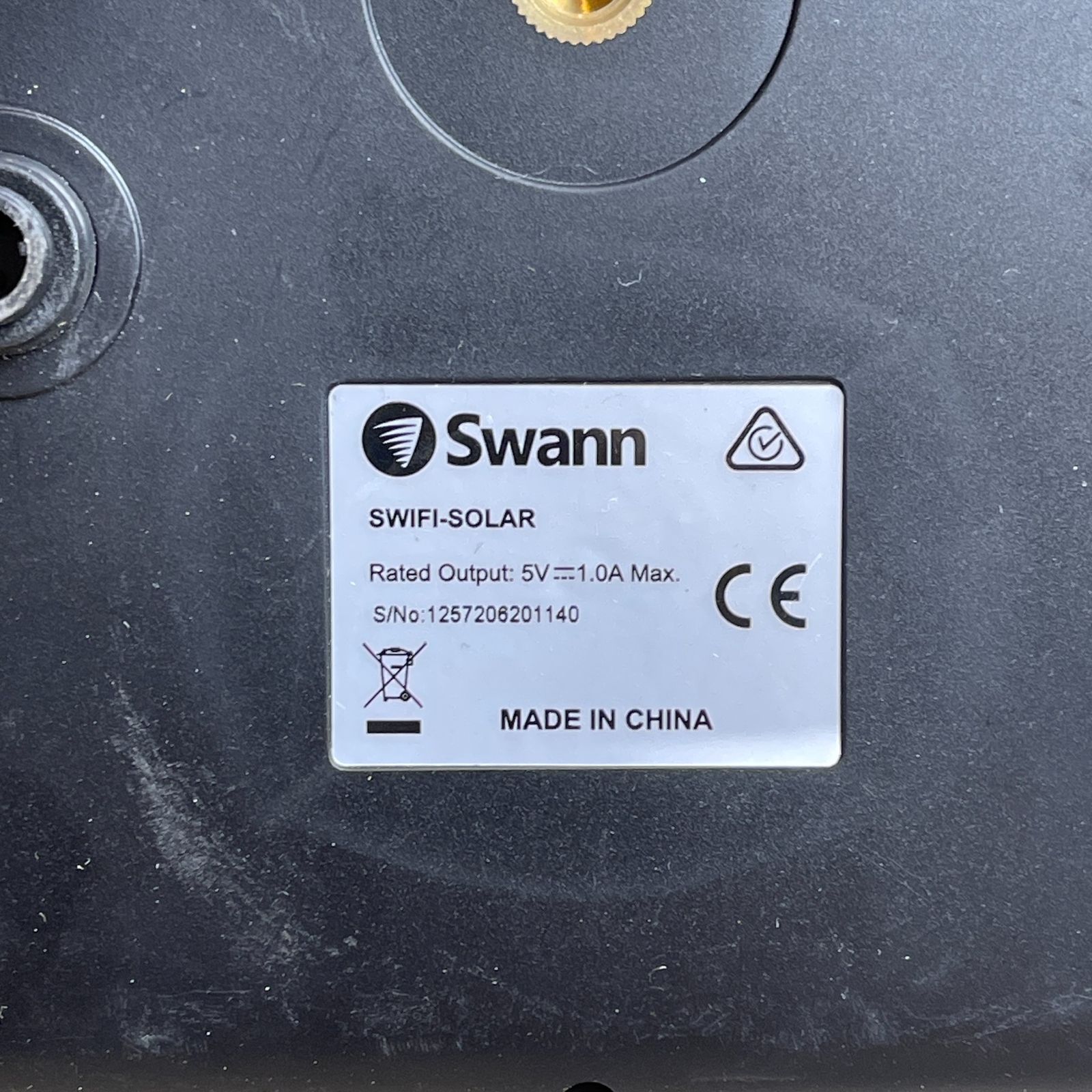 Swann Swifi-Solar Panel Black Outdoor Weatherproof for Wireless Security Cameras