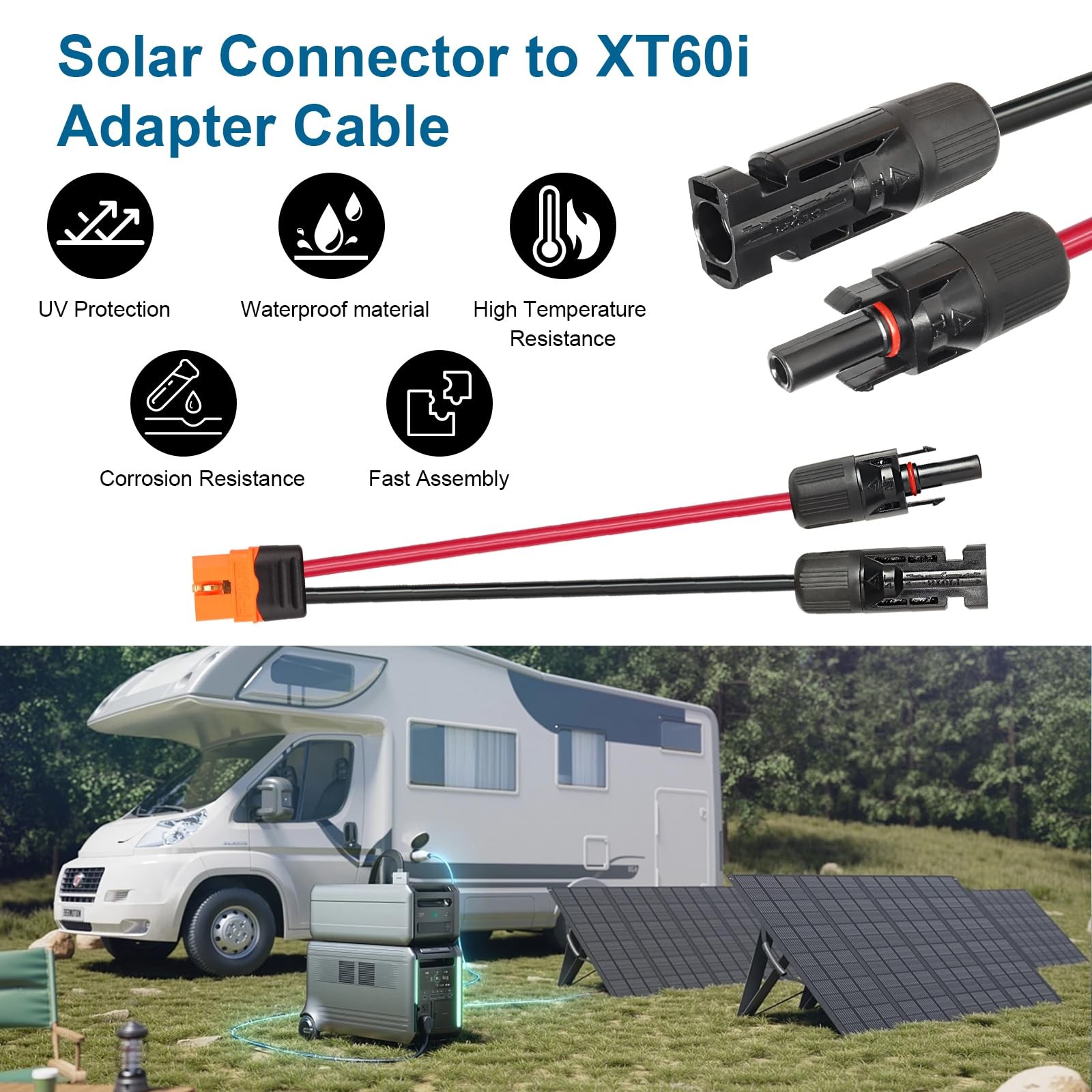 Solar to XT60i Cable – 75FT Solar Panel Adapter Connector XT60i-F Extension f…